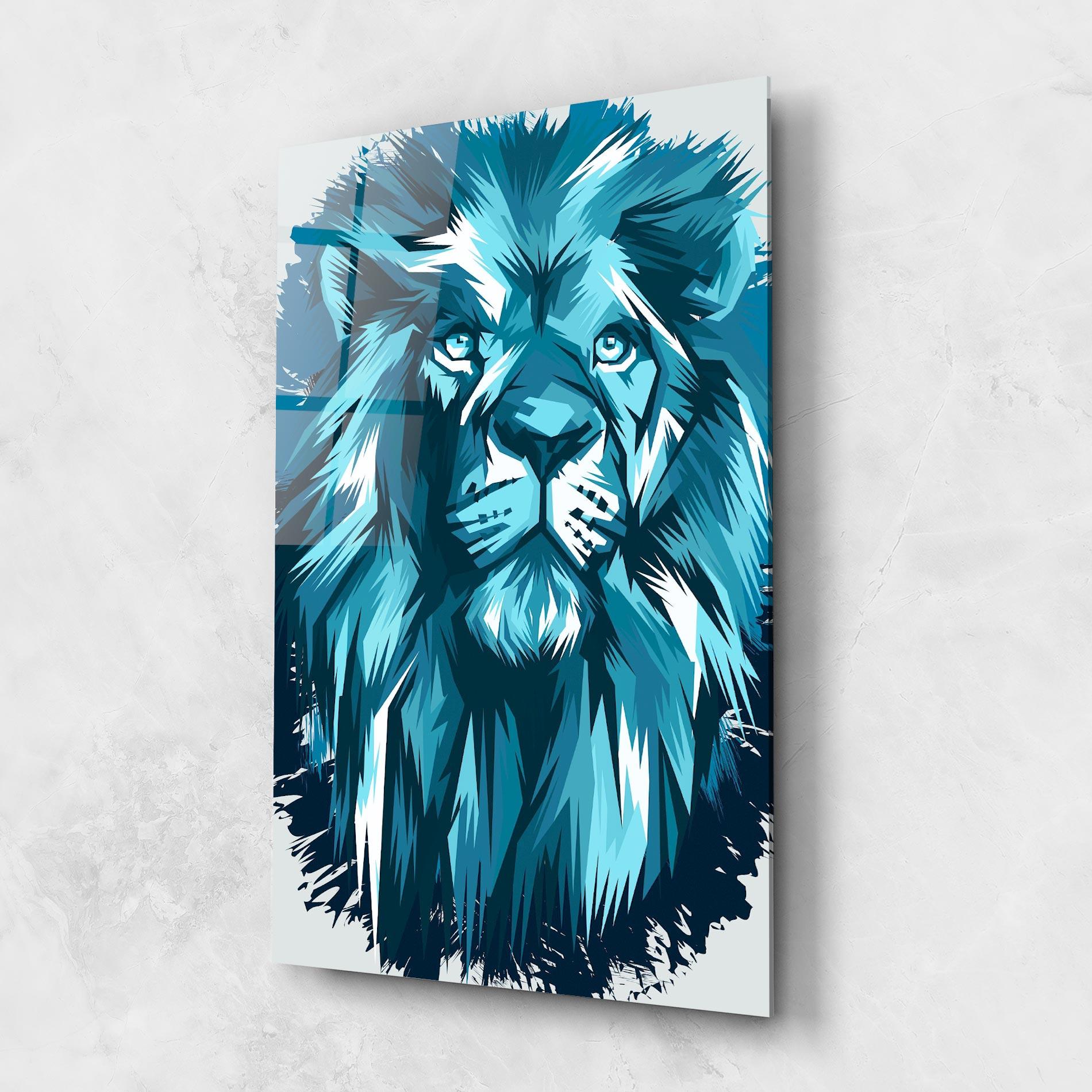 Glasbild Blue Lion Head mockup 1