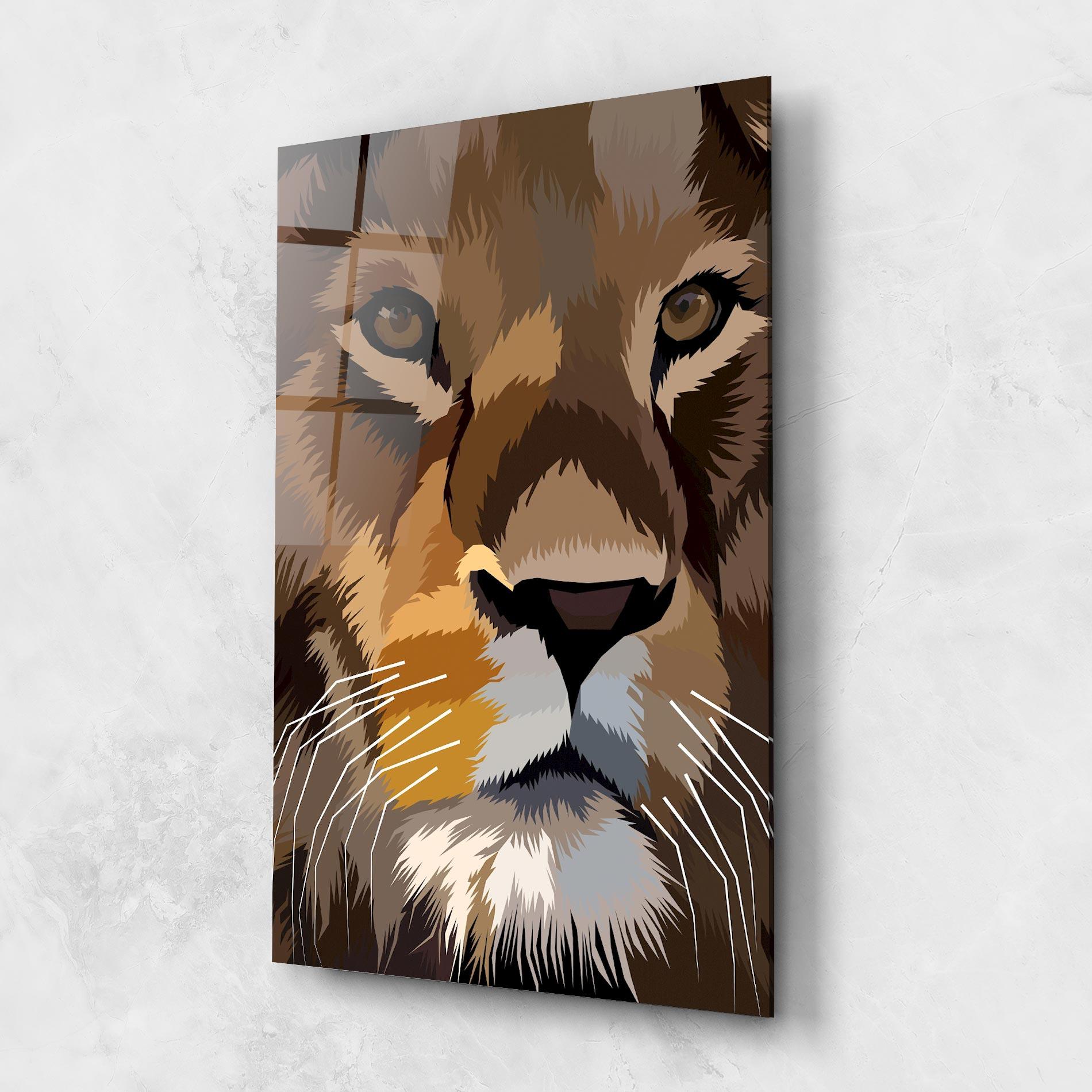 Glasbild Cute Lion Art mockup 1