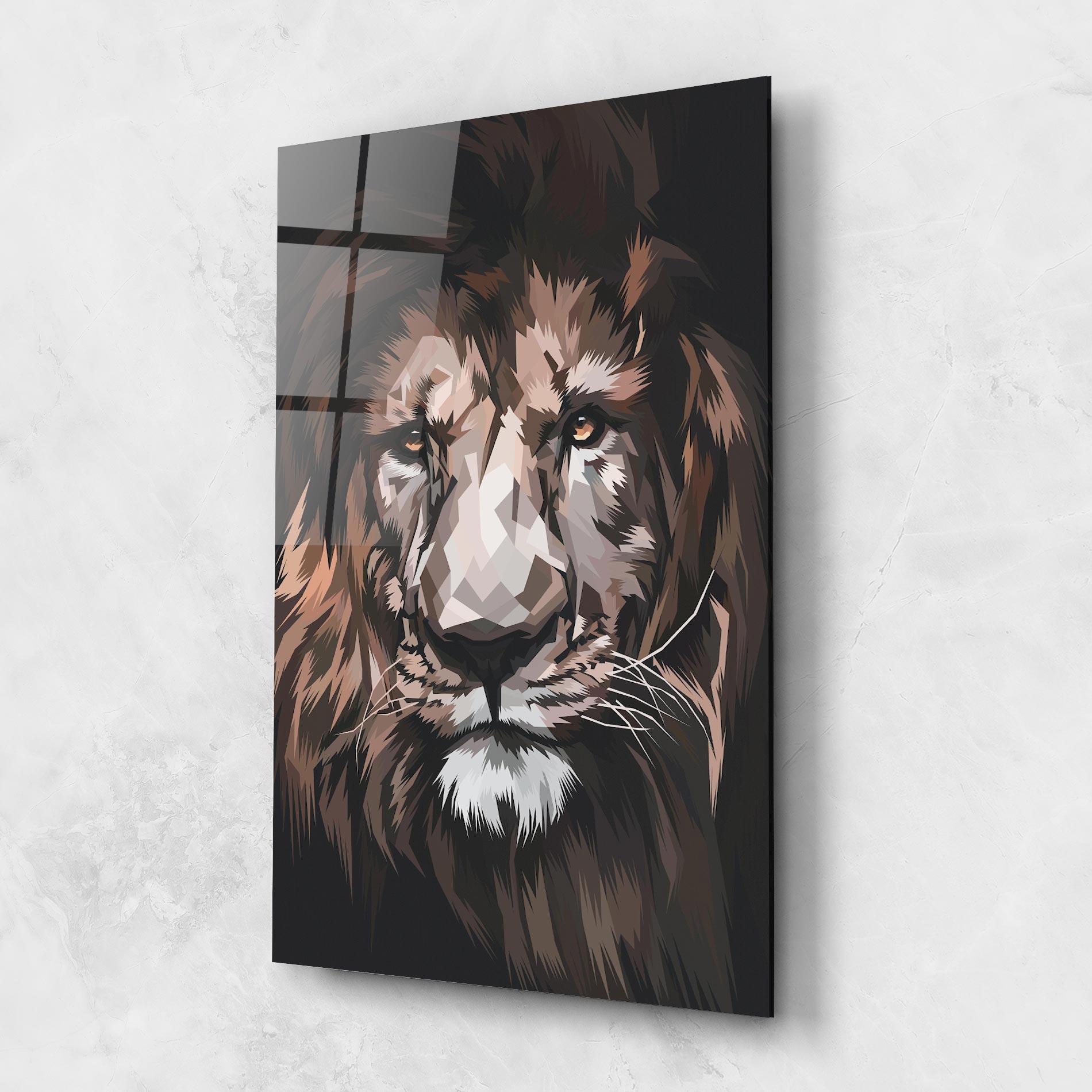 Glasbild Lion Art Close Up mockup 1