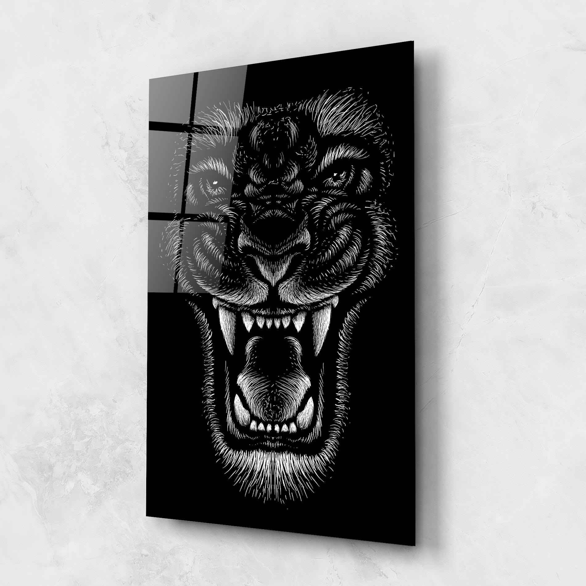 Glasbild Lion Bite mockup 1