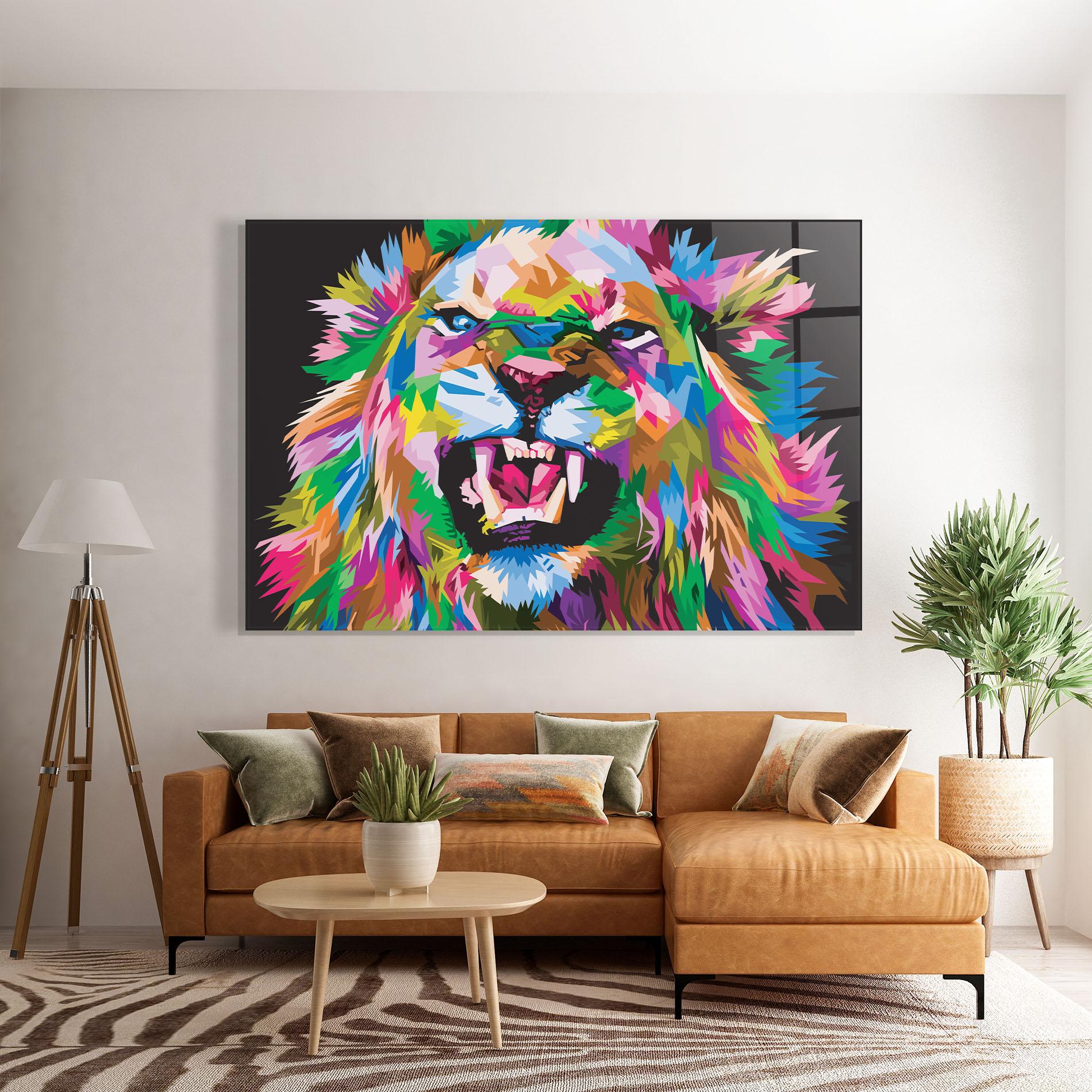 Glasbild Angry Lion Eyes mockup 7