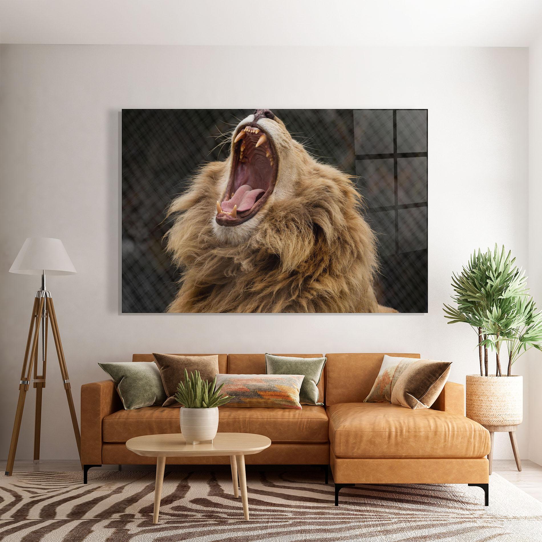 Glasbild Angry Lion mockup 7