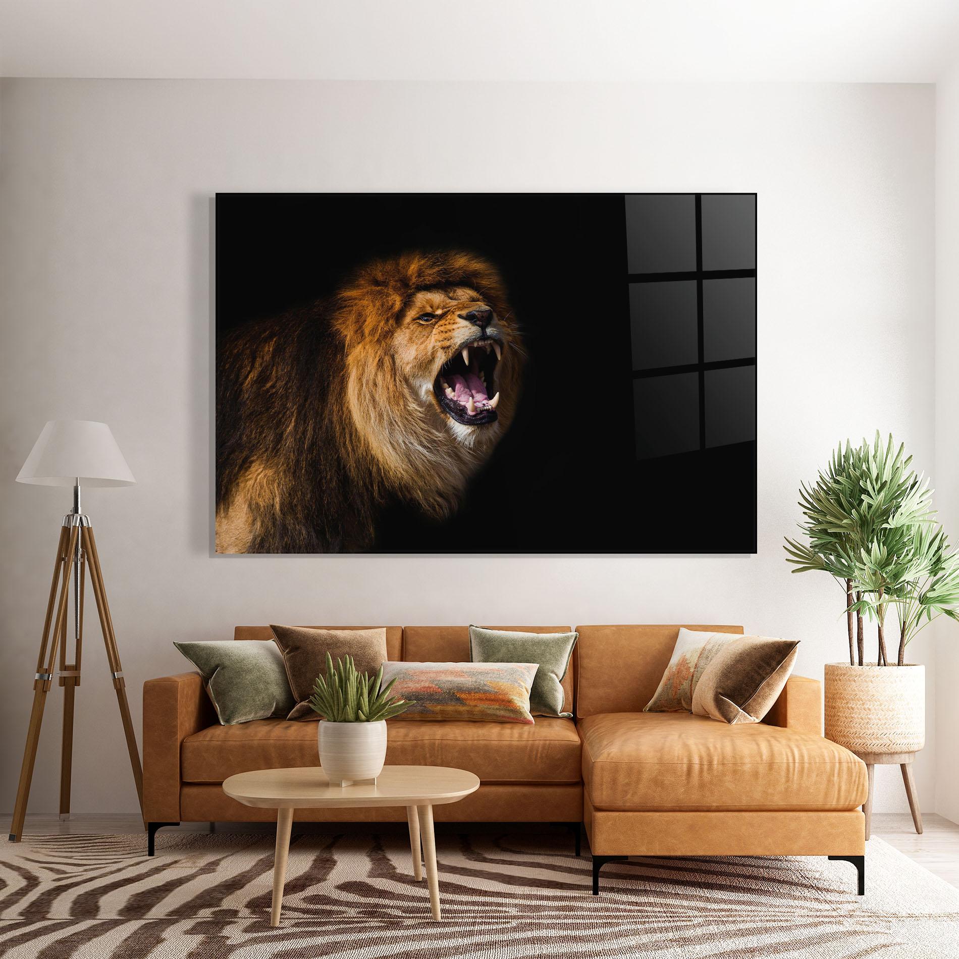 Glasbild Beautiful Lion Portrait mockup 7