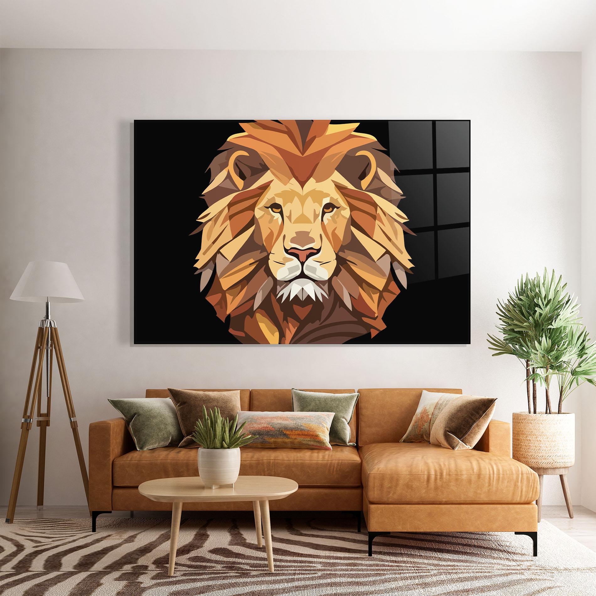 Glasbild Cartoon Lion mockup 7