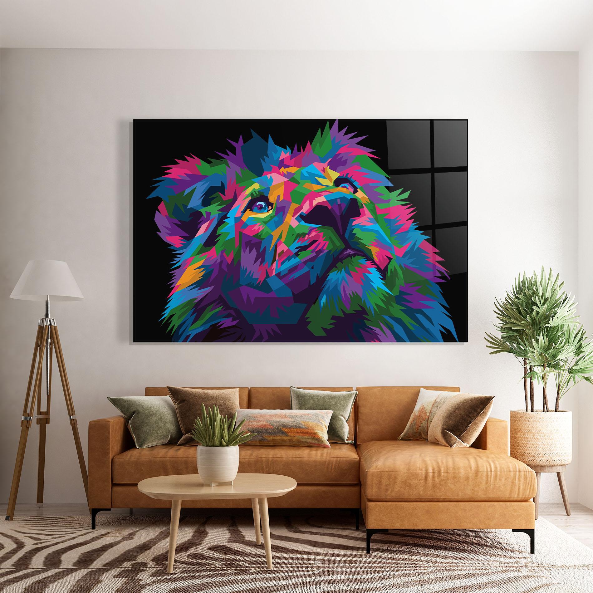 Glasbild Cute Color Lion mockup 7