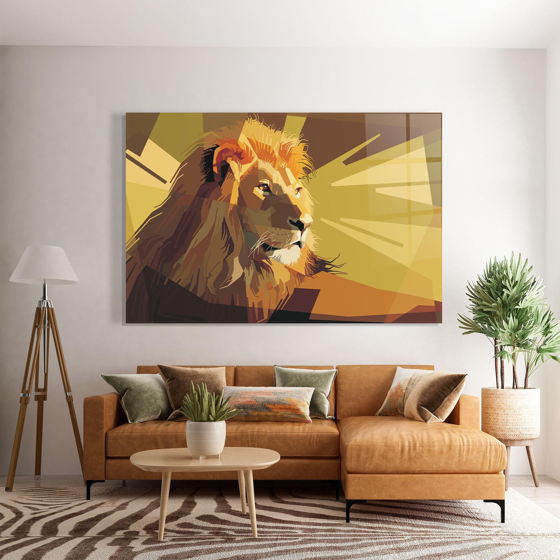 Glasbild Lion Art mockup 7