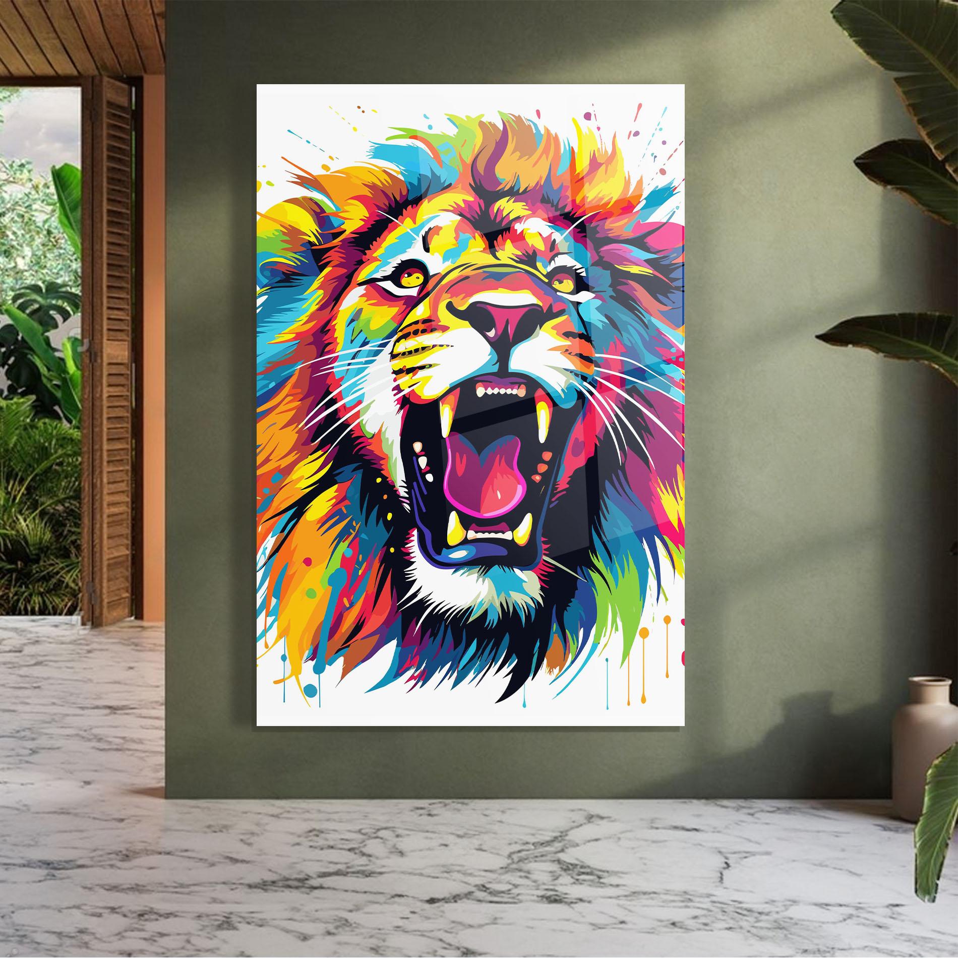 Glasbild Angry Lion Mix mockup 7