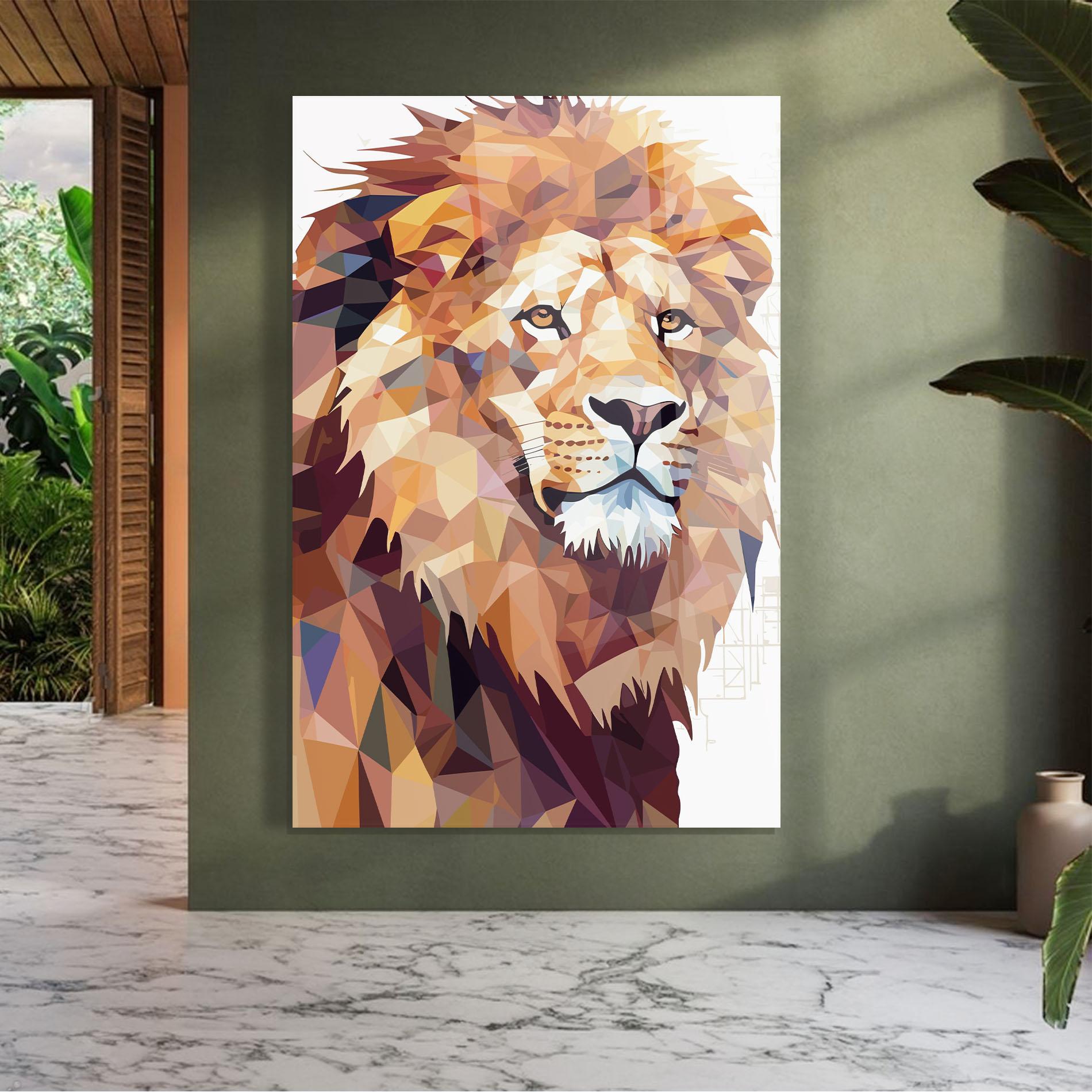 Glasbild Artistic Lion Head mockup 7