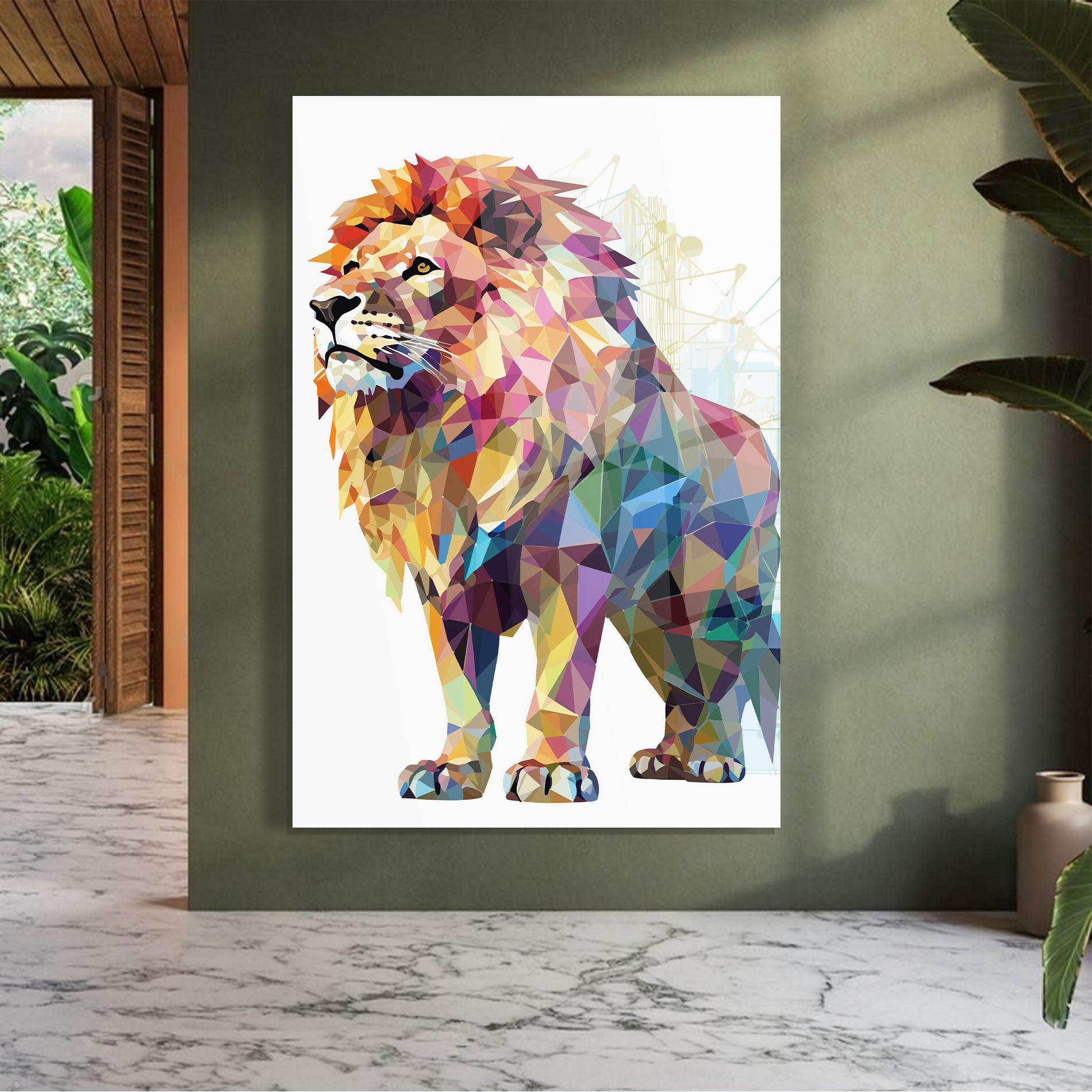 Glasbild Artistic Lion mockup 7