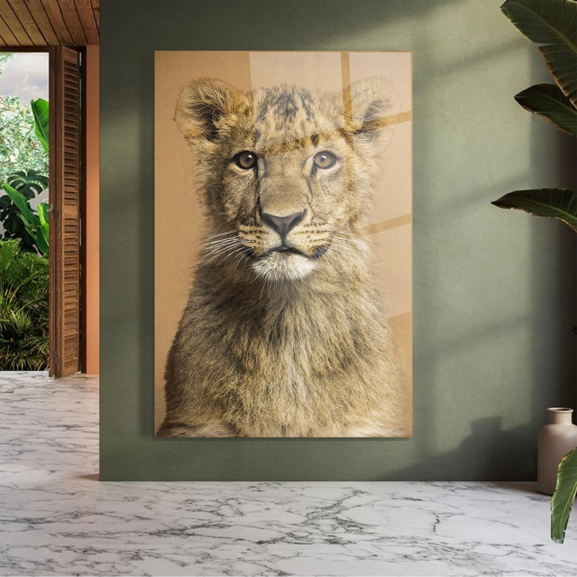 Glasbild Baby Lion mockup 7