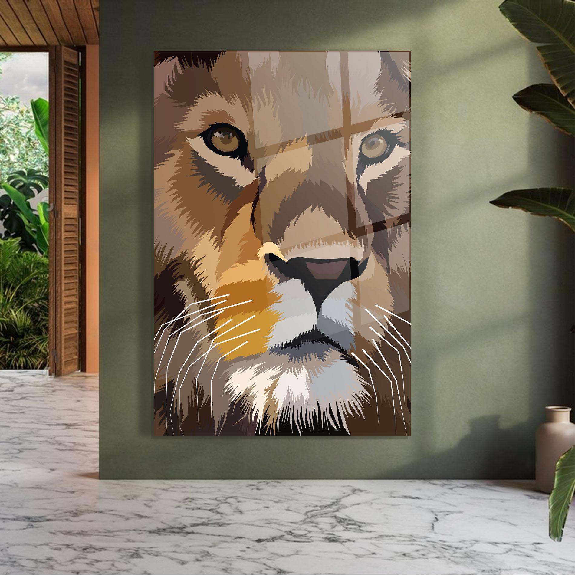 Glasbild Cute Lion Art mockup 7