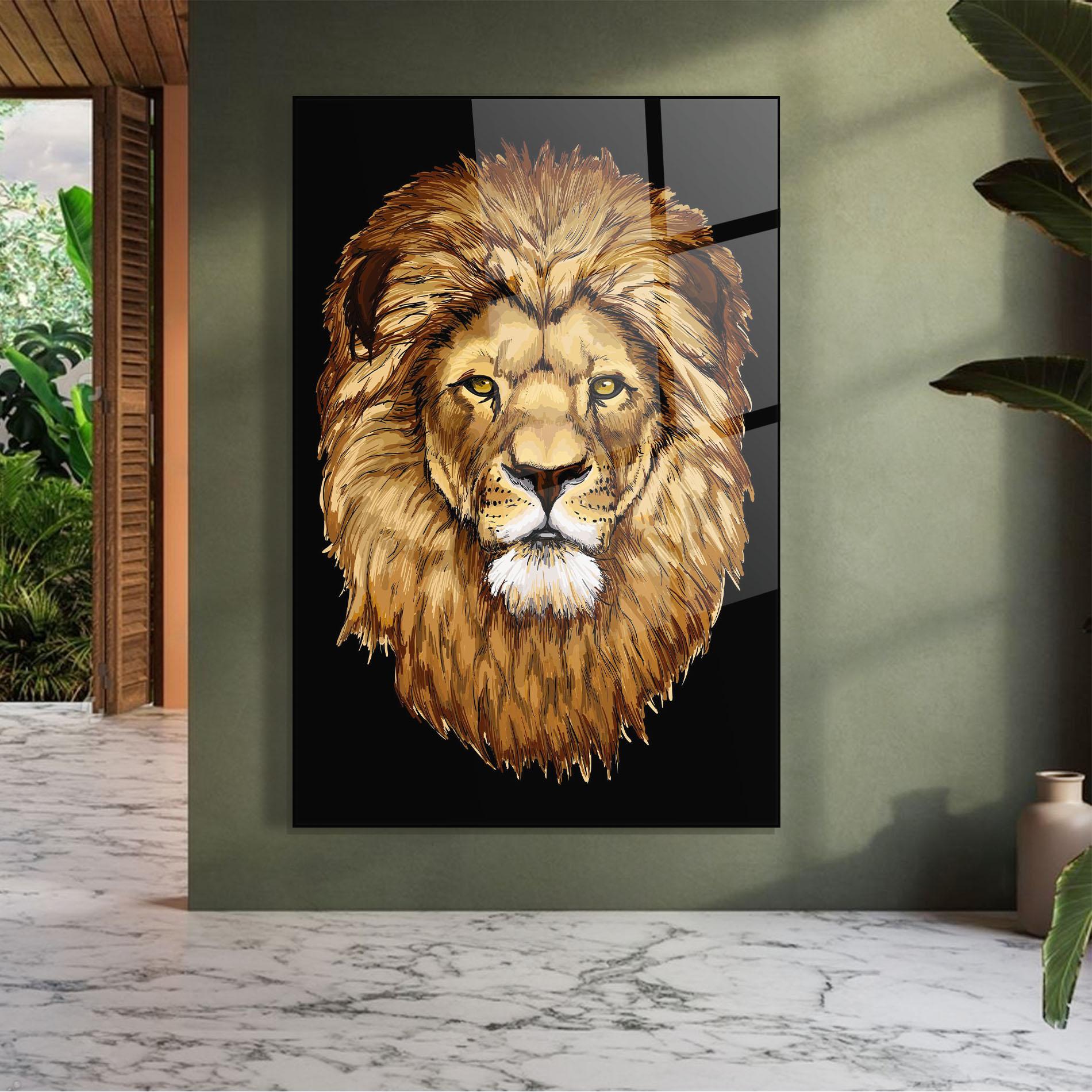 Glasbild Lion Head mockup 7