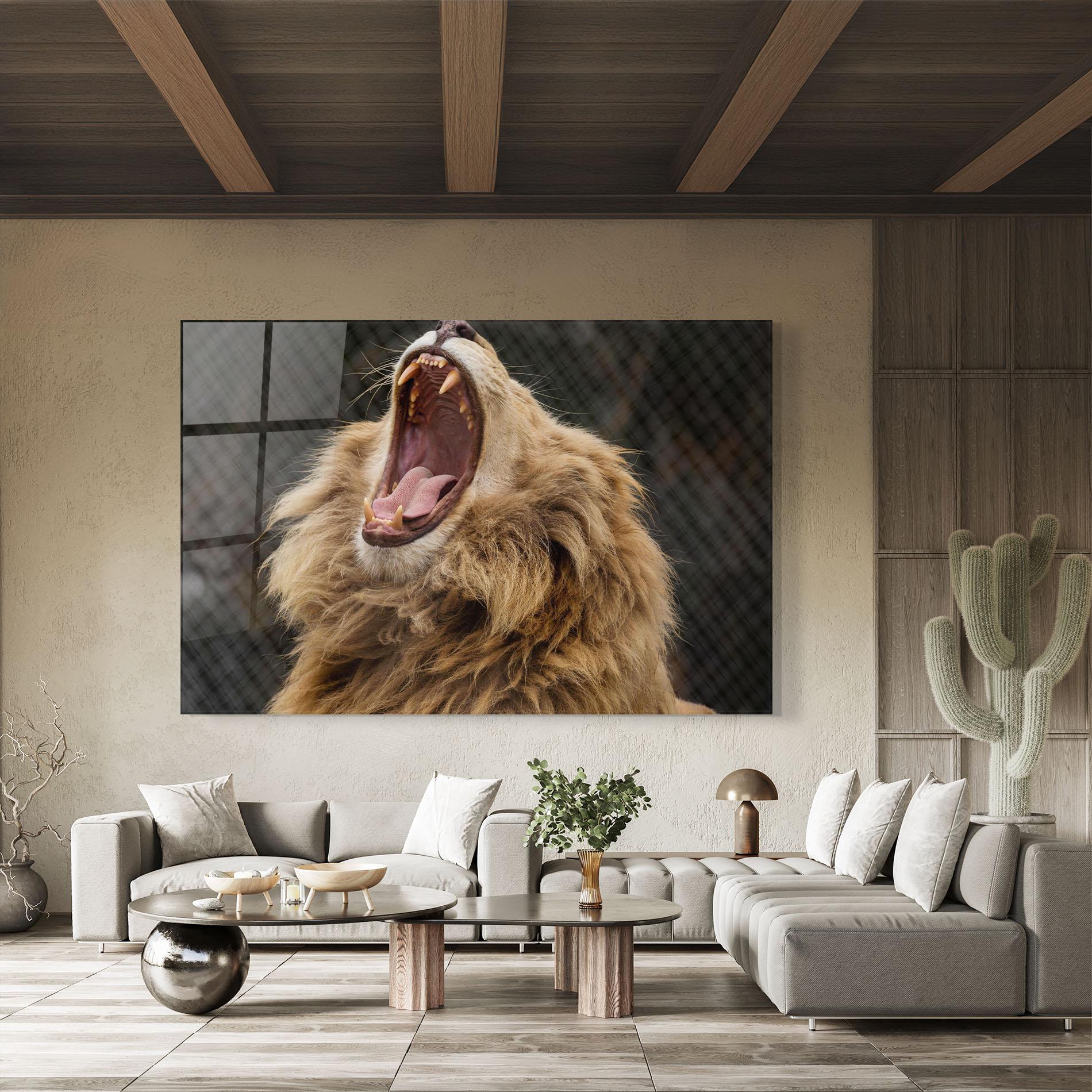 Glasbild Angry Lion mockup 8