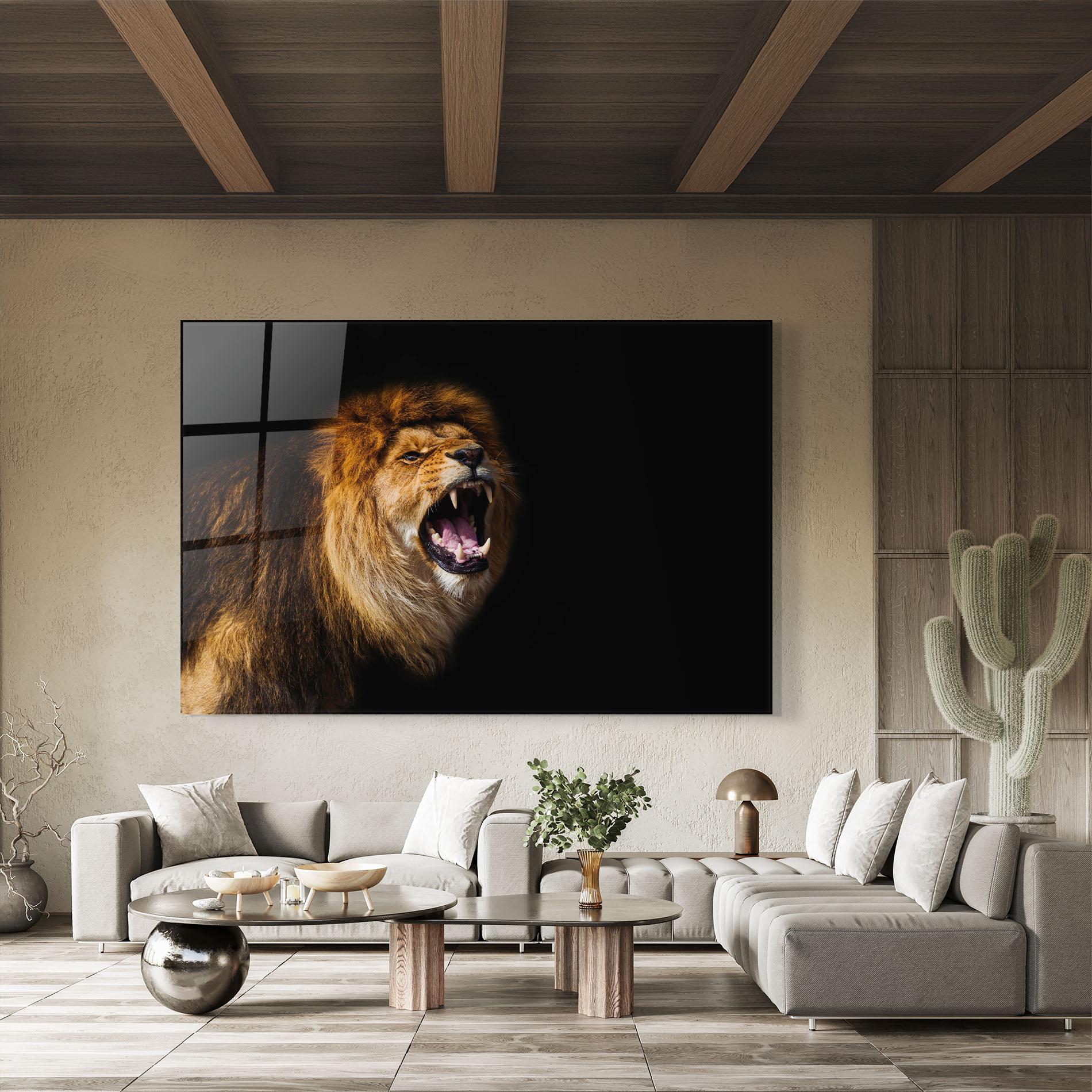Glasbild Beautiful Lion Portrait mockup 8