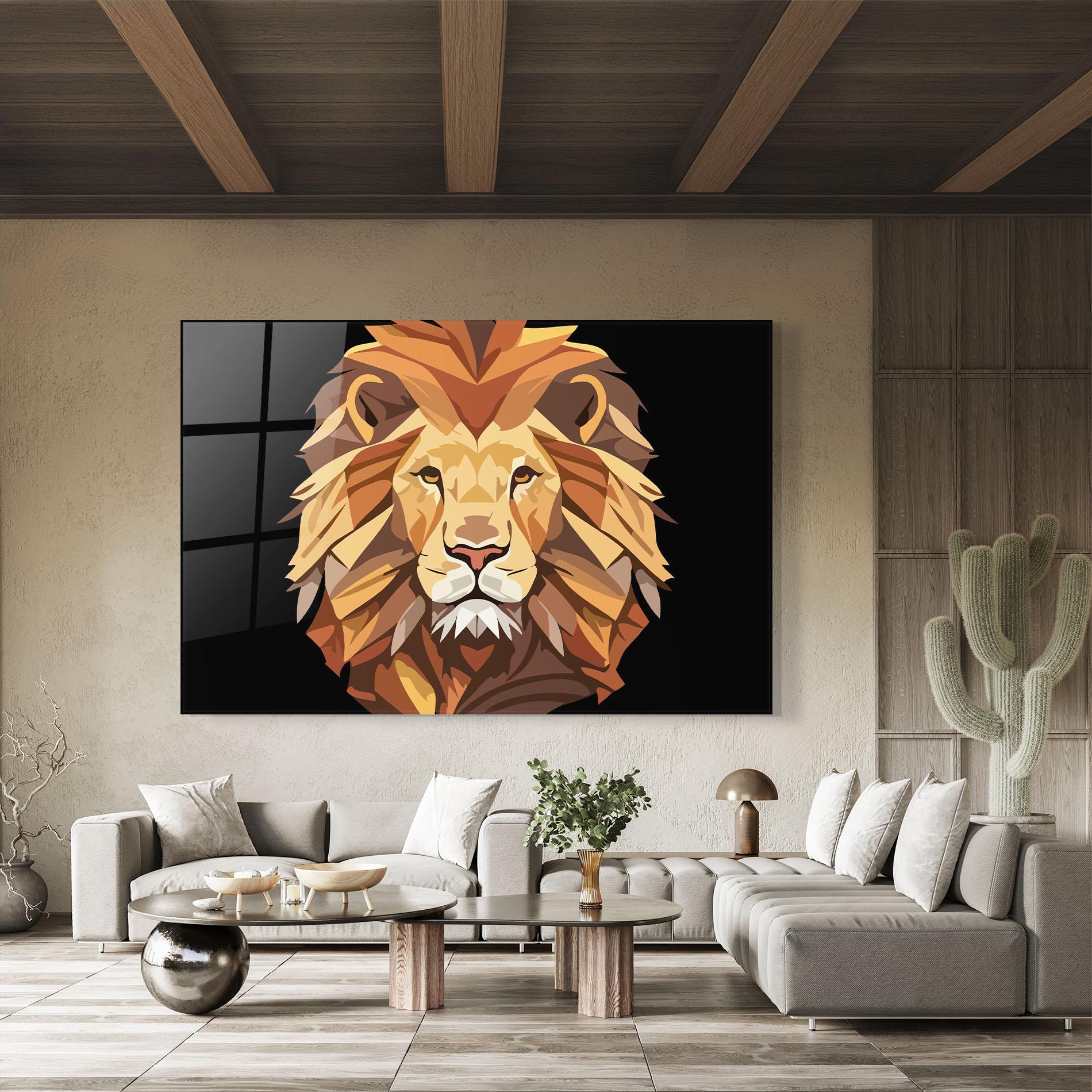 Glasbild Cartoon Lion mockup 8