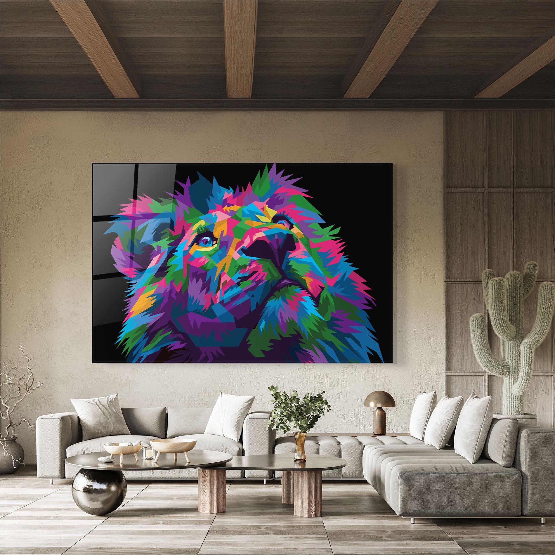 Glasbild Cute Color Lion mockup 8