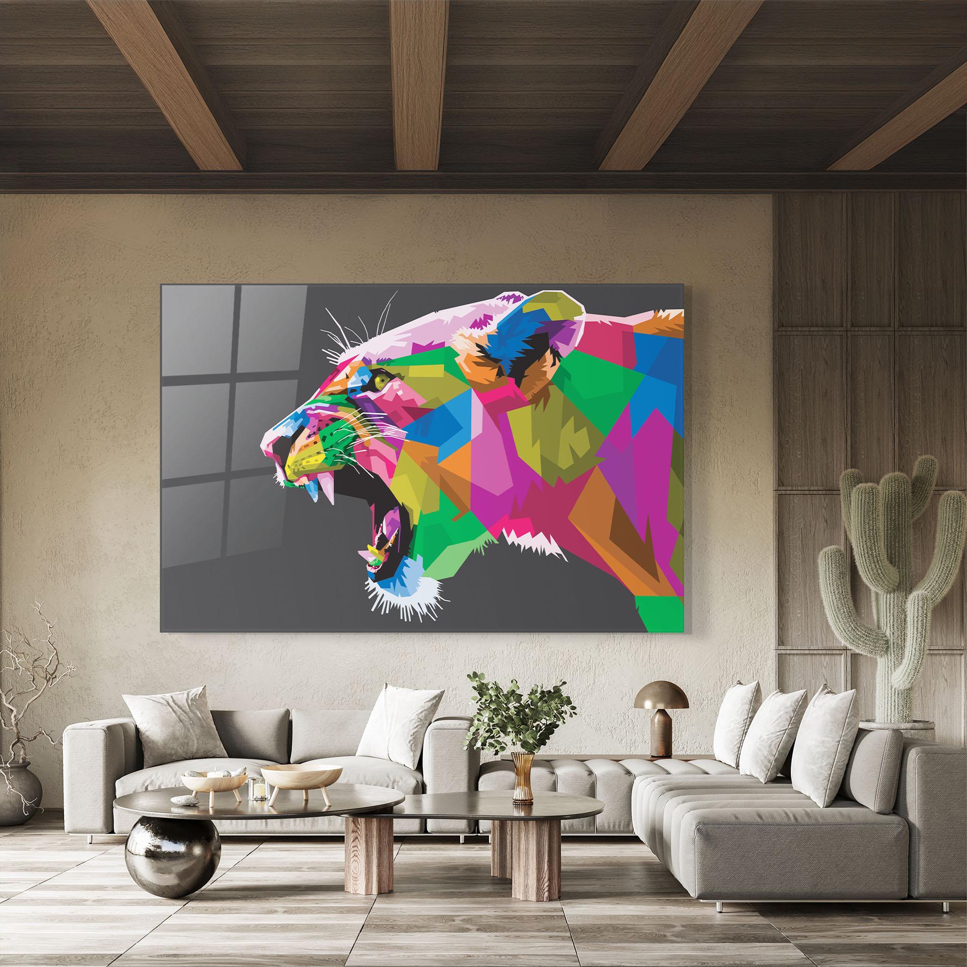 Glasbild Female Lion Head mockup 8