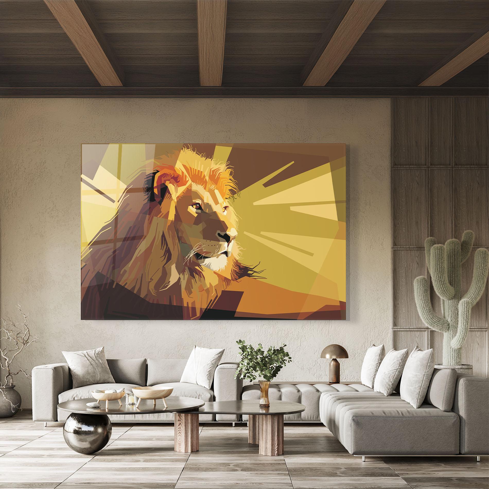 Glasbild Lion Art mockup 8