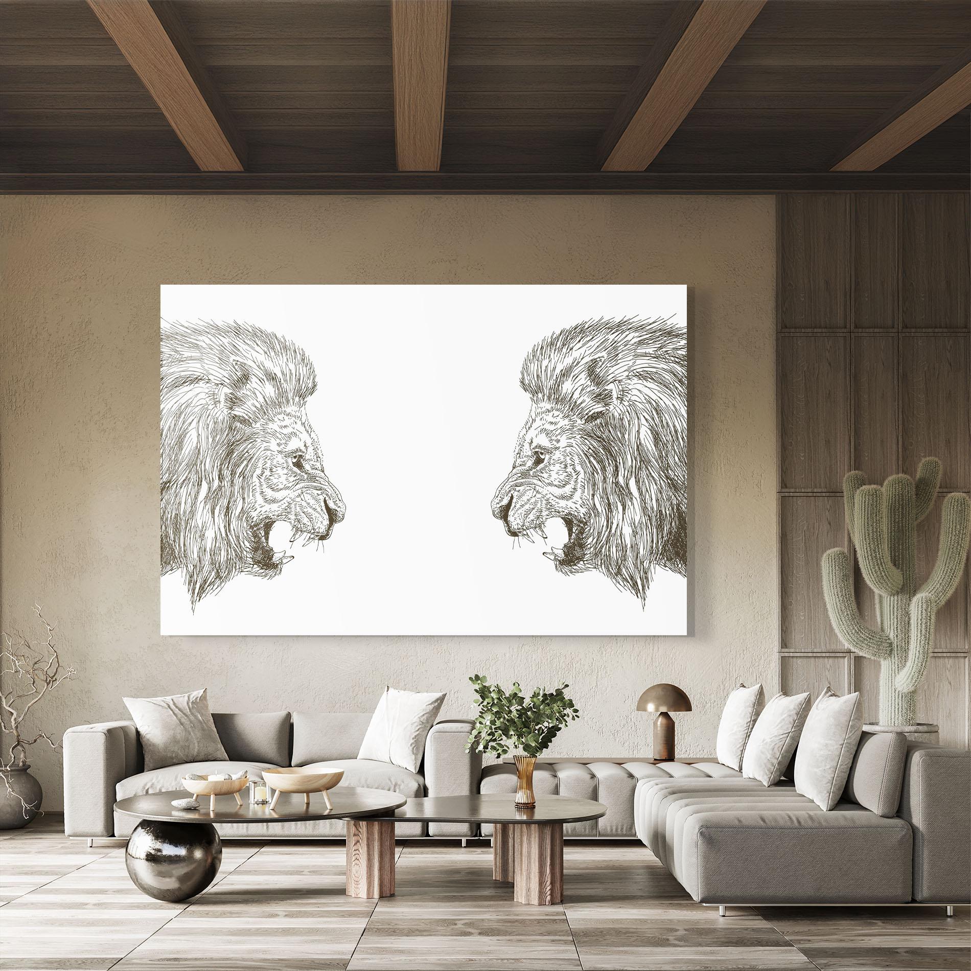 Glasbild Lion For Text mockup 8