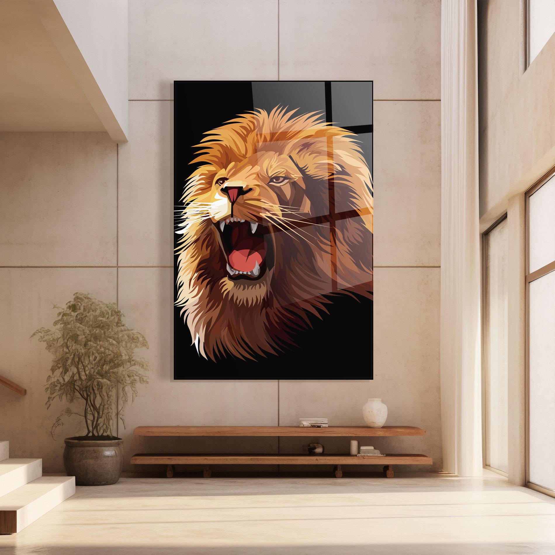 Glasbild Angry Lion Head mockup 8