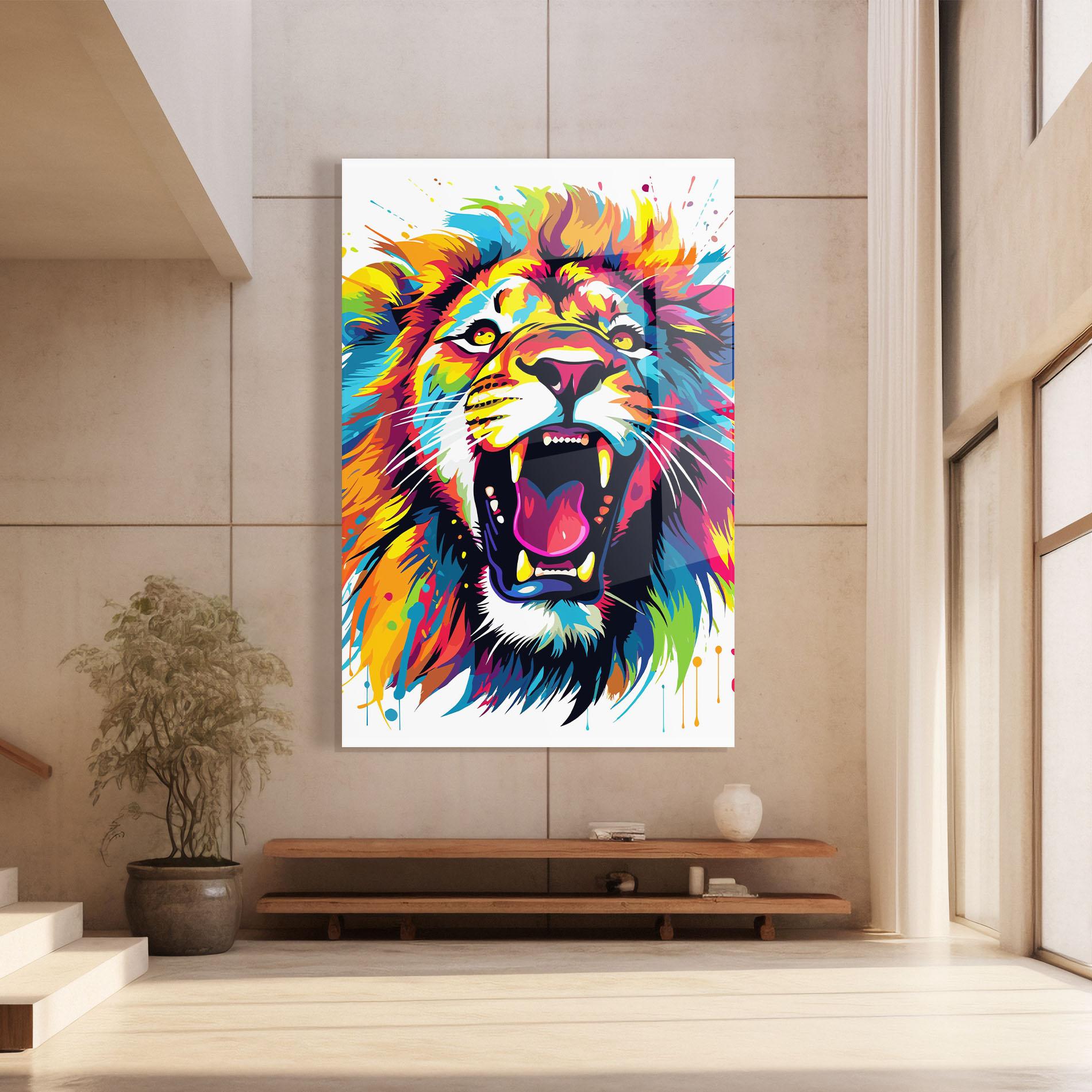 Glasbild Angry Lion Mix mockup 8