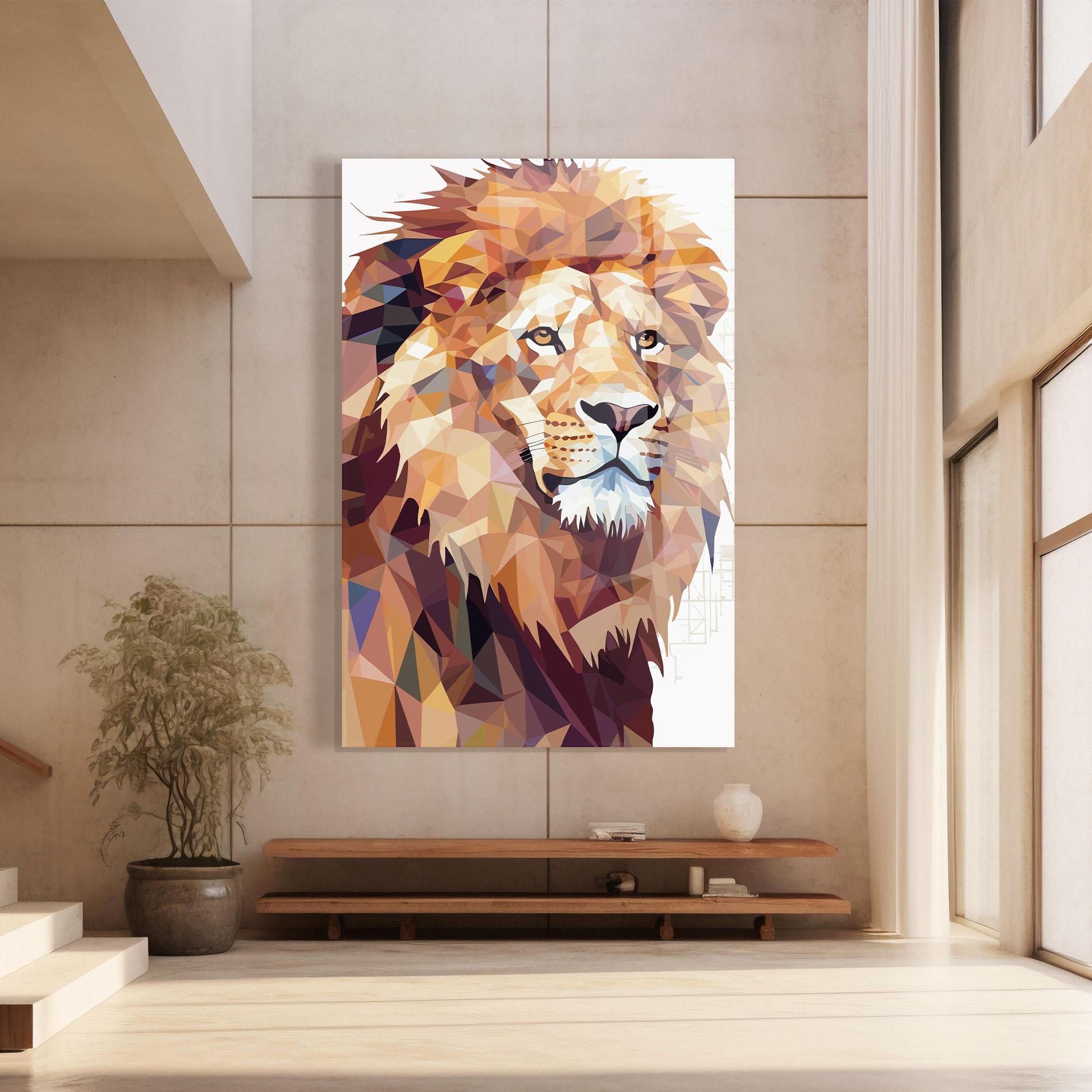 Glasbild Artistic Lion Head mockup 8