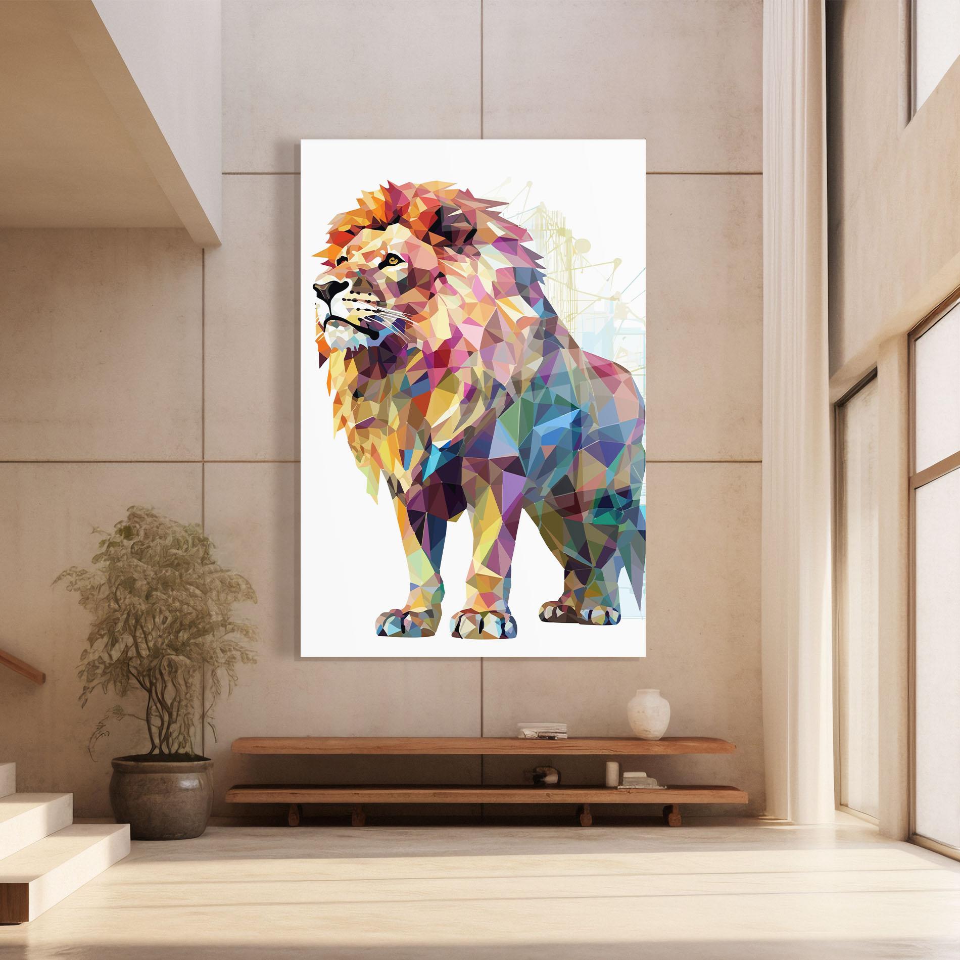 Glasbild Artistic Lion mockup 8