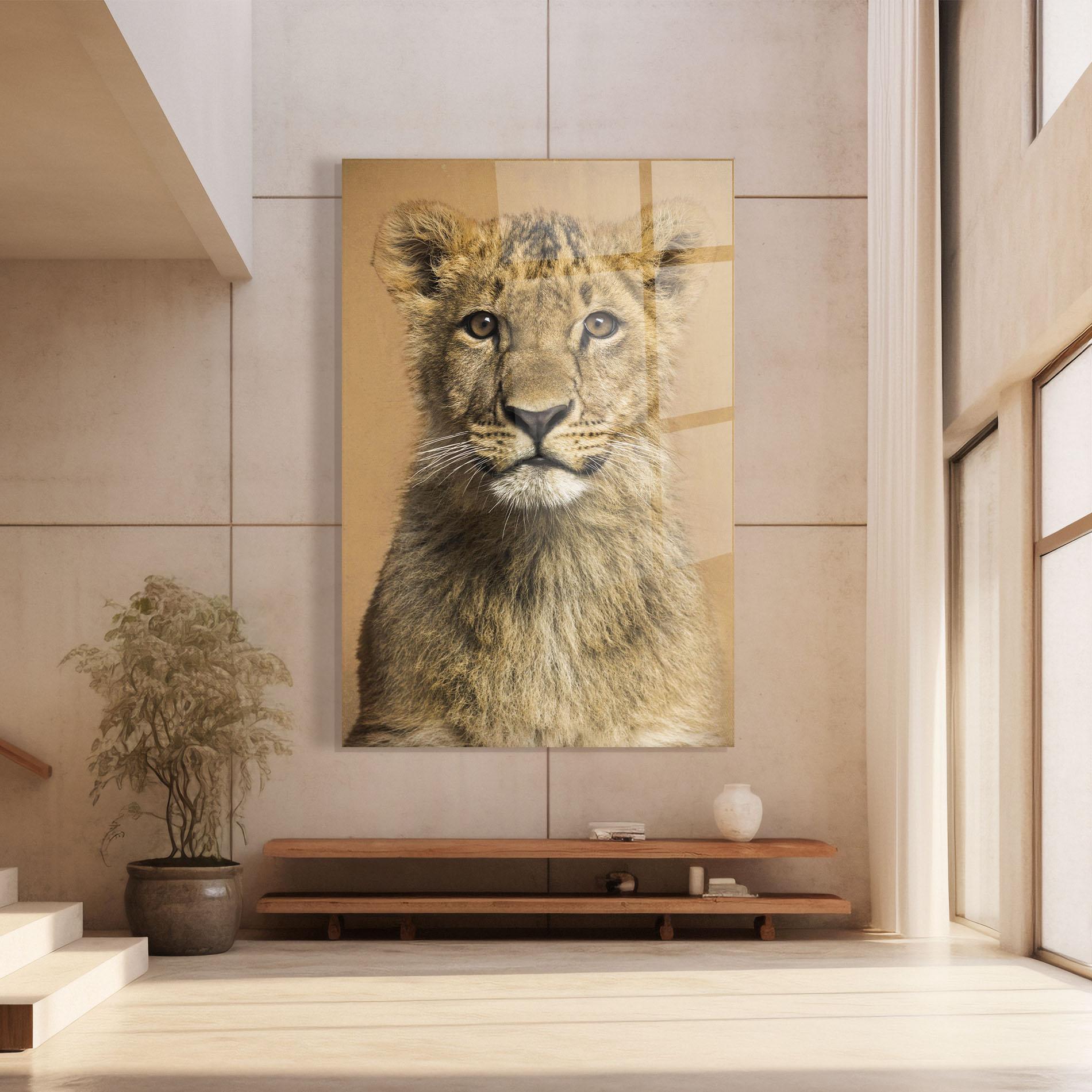 Glasbild Baby Lion mockup 8
