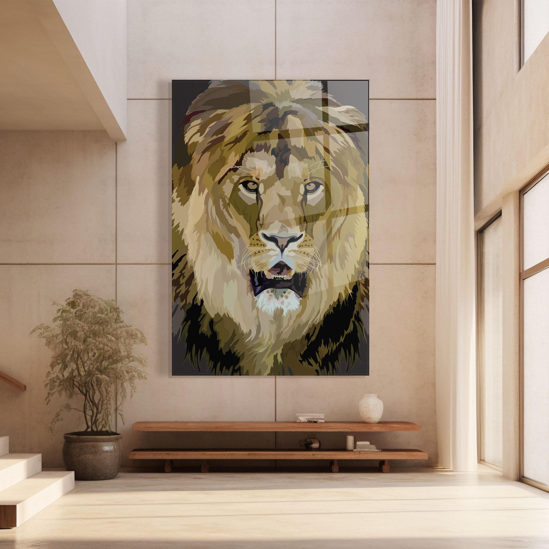 Glasbild Beautiful Lion Art mockup 8
