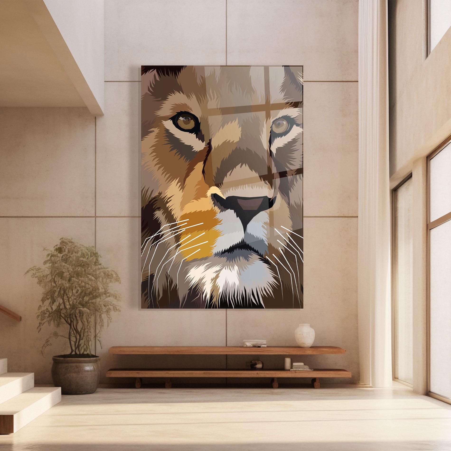 Glasbild Cute Lion Art mockup 8