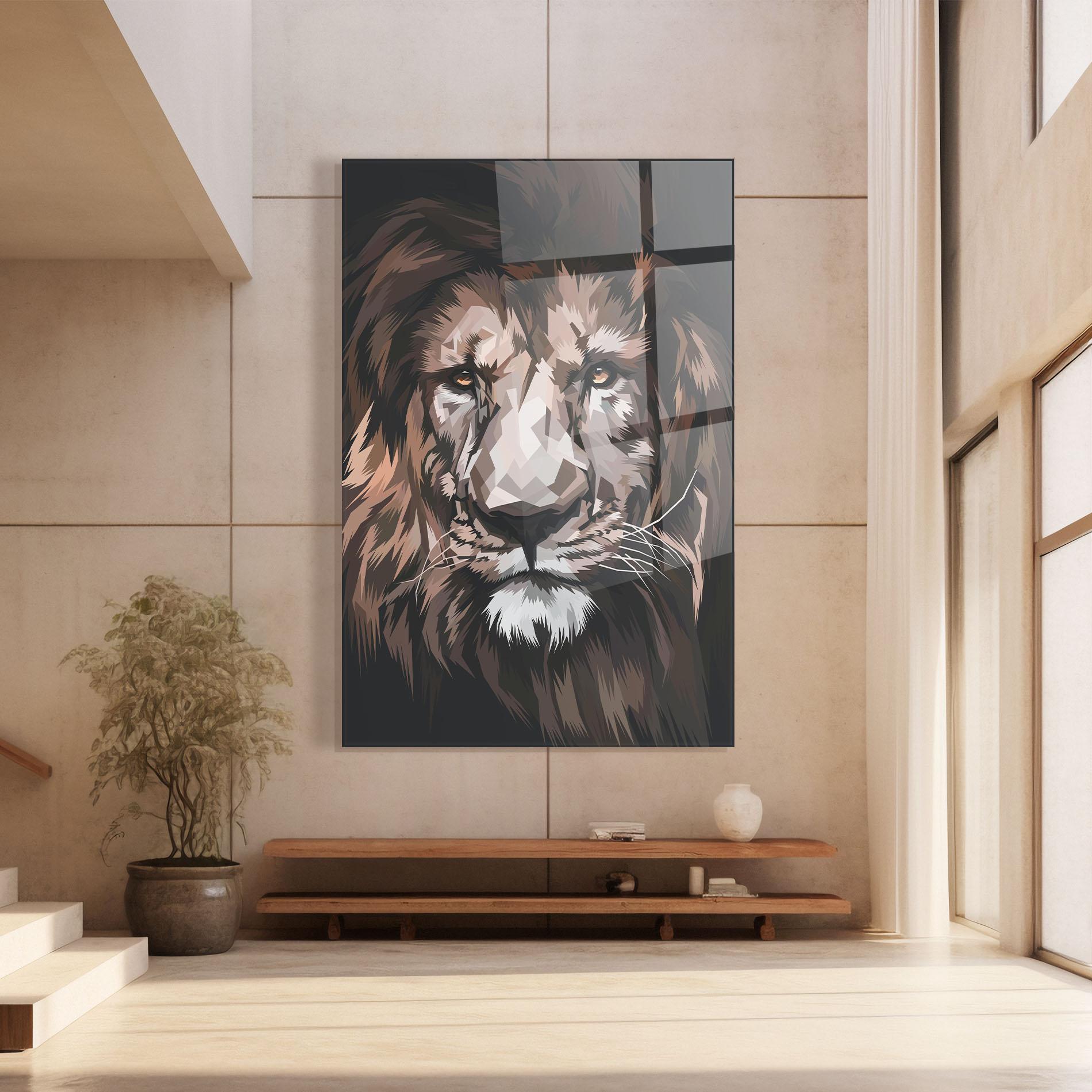 Glasbild Lion Art Close Up mockup 8