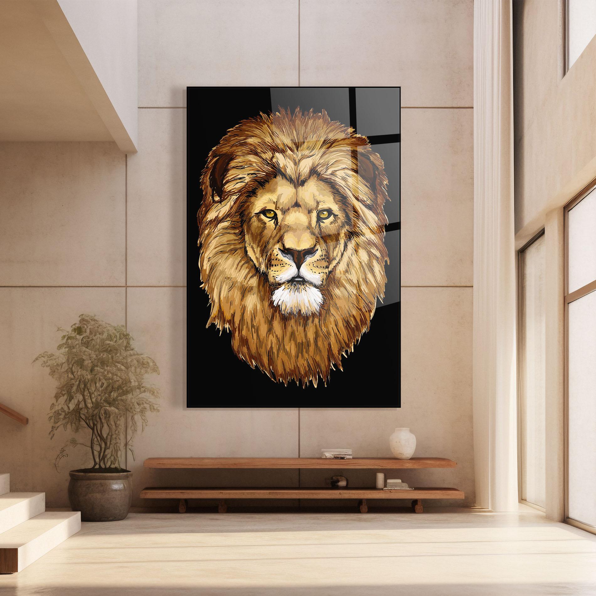 Glasbild Lion Head mockup 8