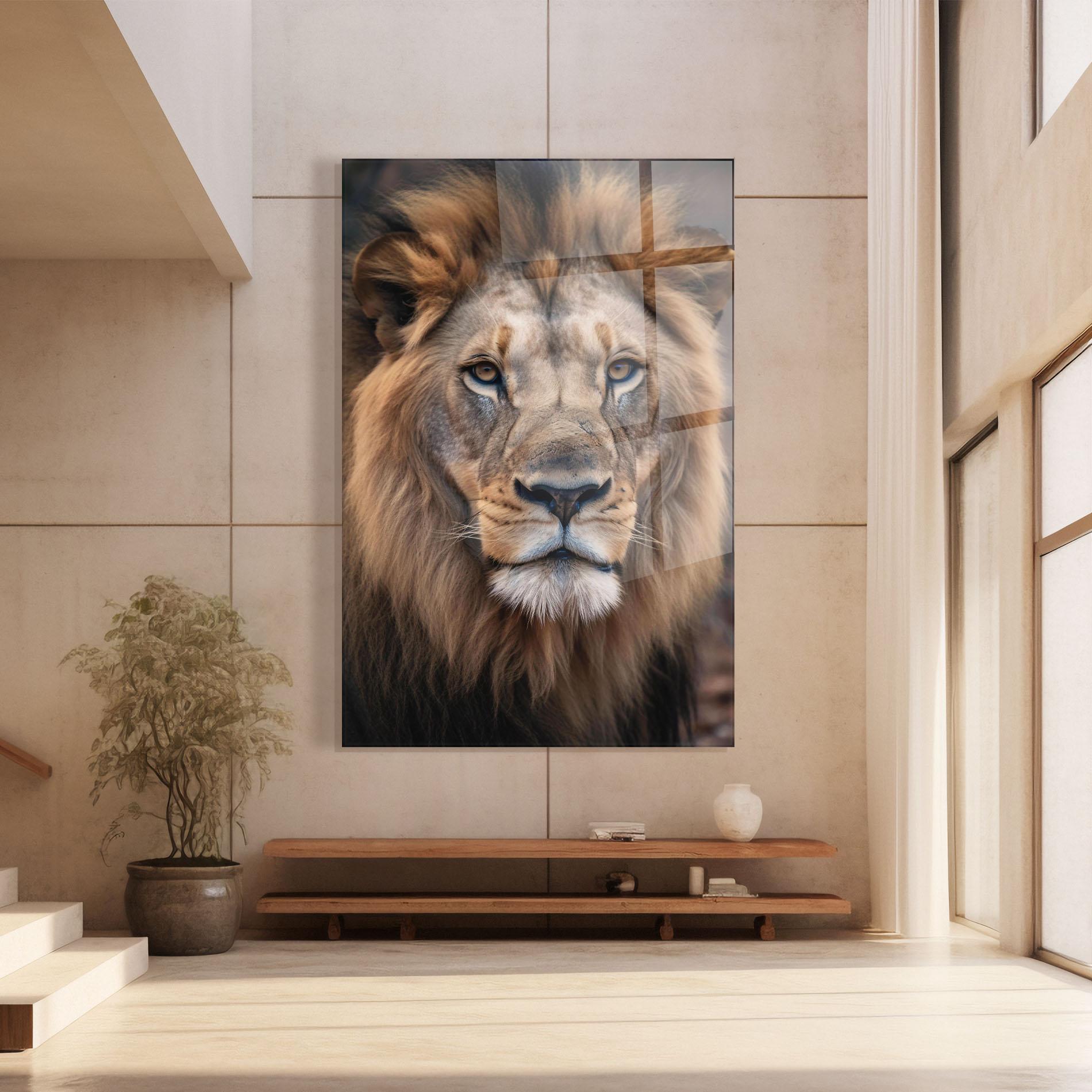 Glasbild Wild Lion View mockup 8