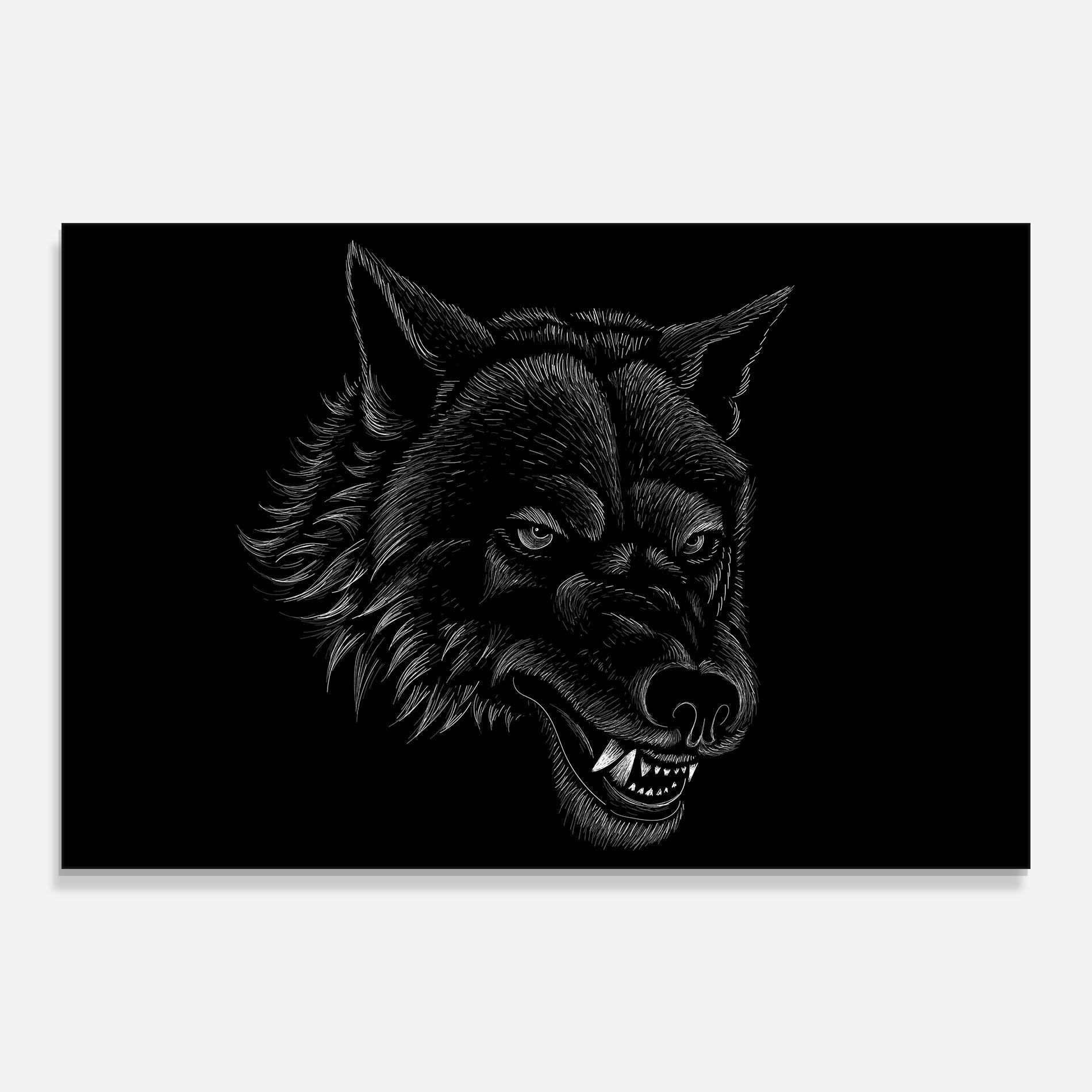 Glasbild Angry Wolf Face mockup 0