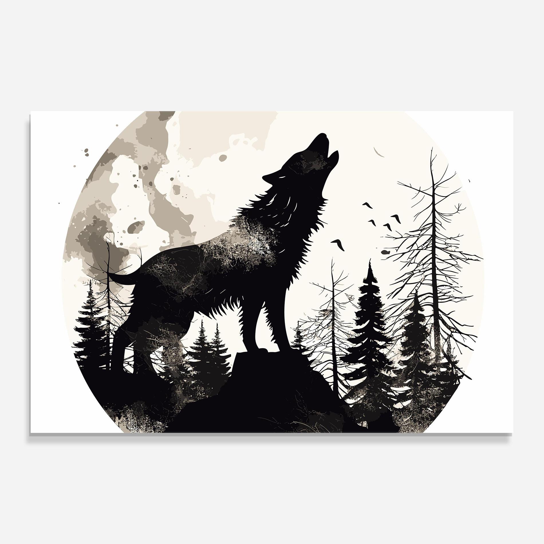 Glasbild Black On Cream Wolf mockup 0