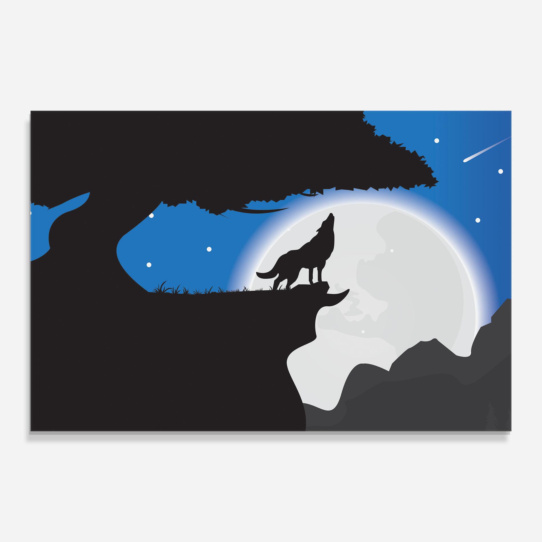 Glasbild Blue Light Wolf mockup 0