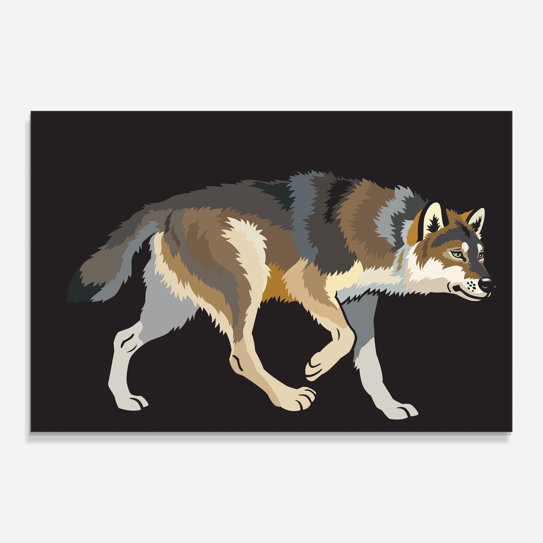 Glasbild Cartoon Wolf mockup 0