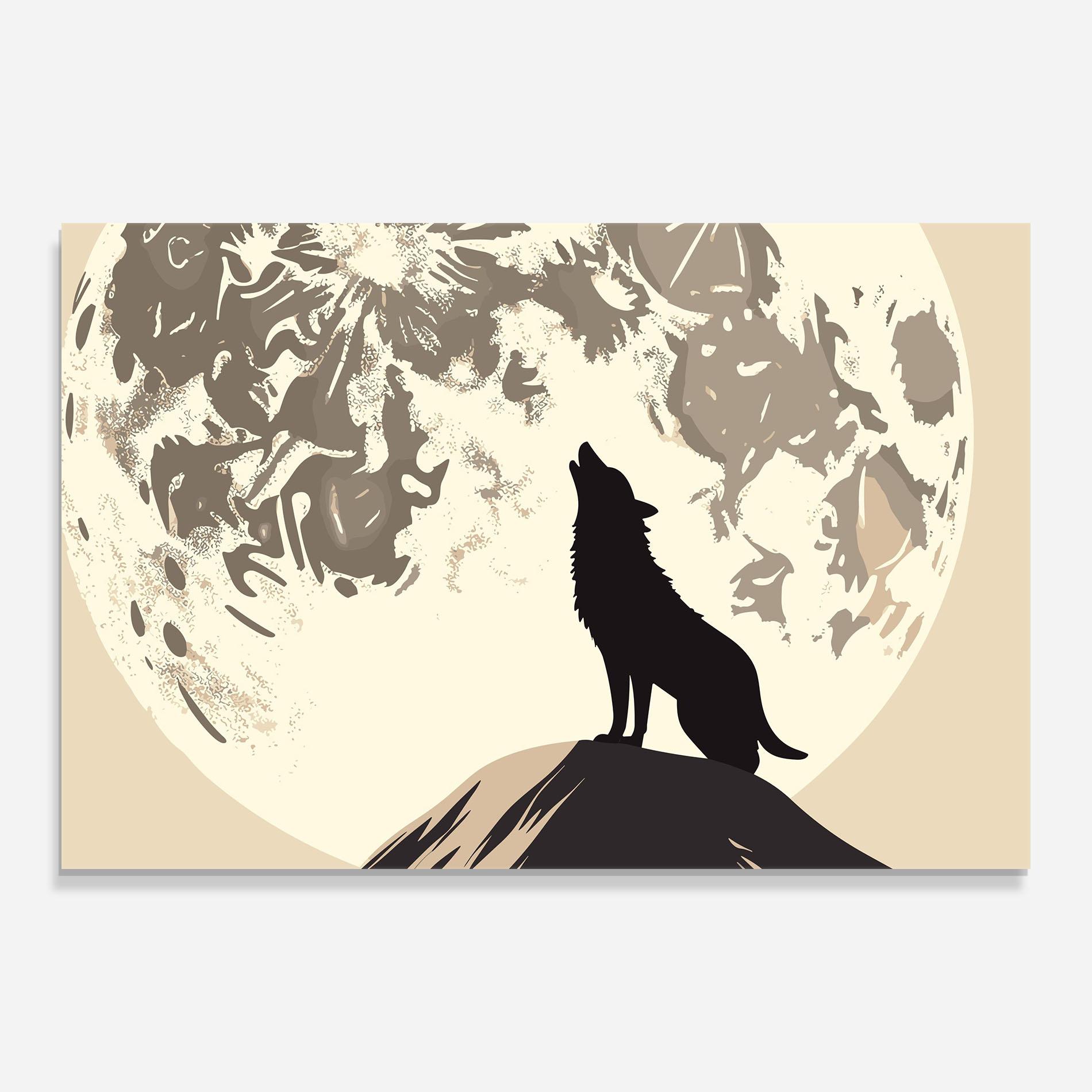 Glasbild Cream Moon Wolf mockup 0