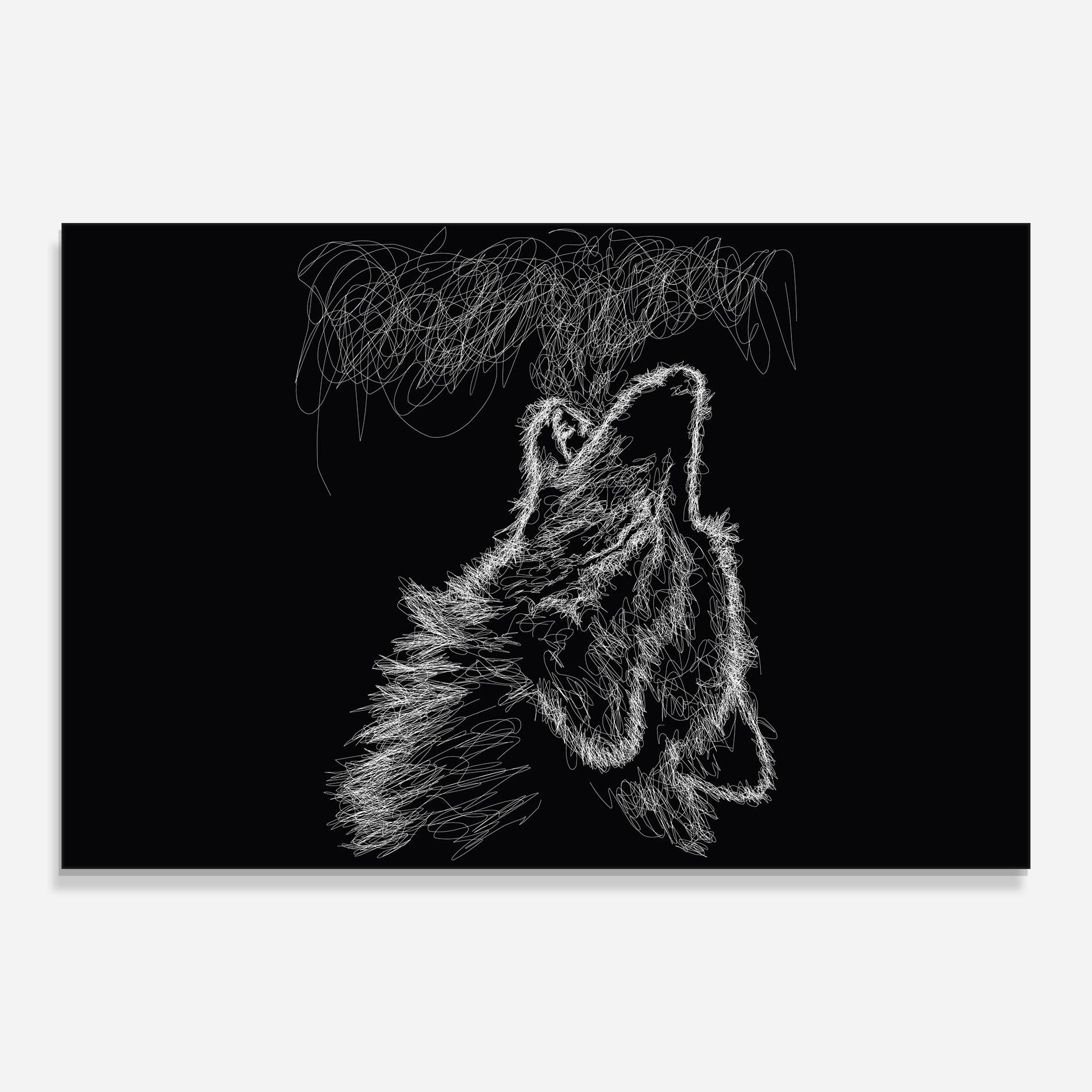 Glasbild Wolf White Line mockup 0