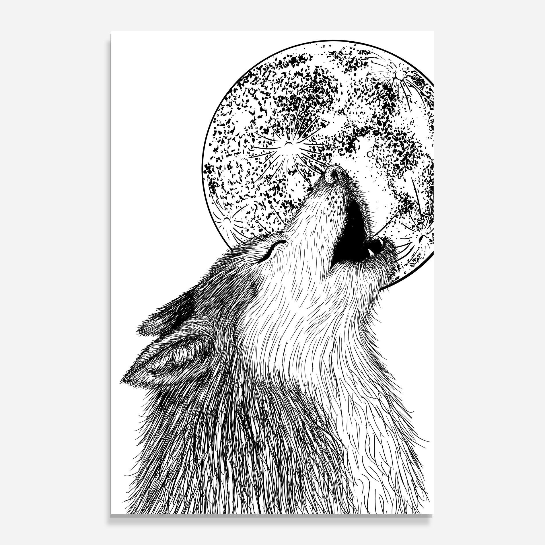 Glasbild Pretty Moon Wolf mockup 0