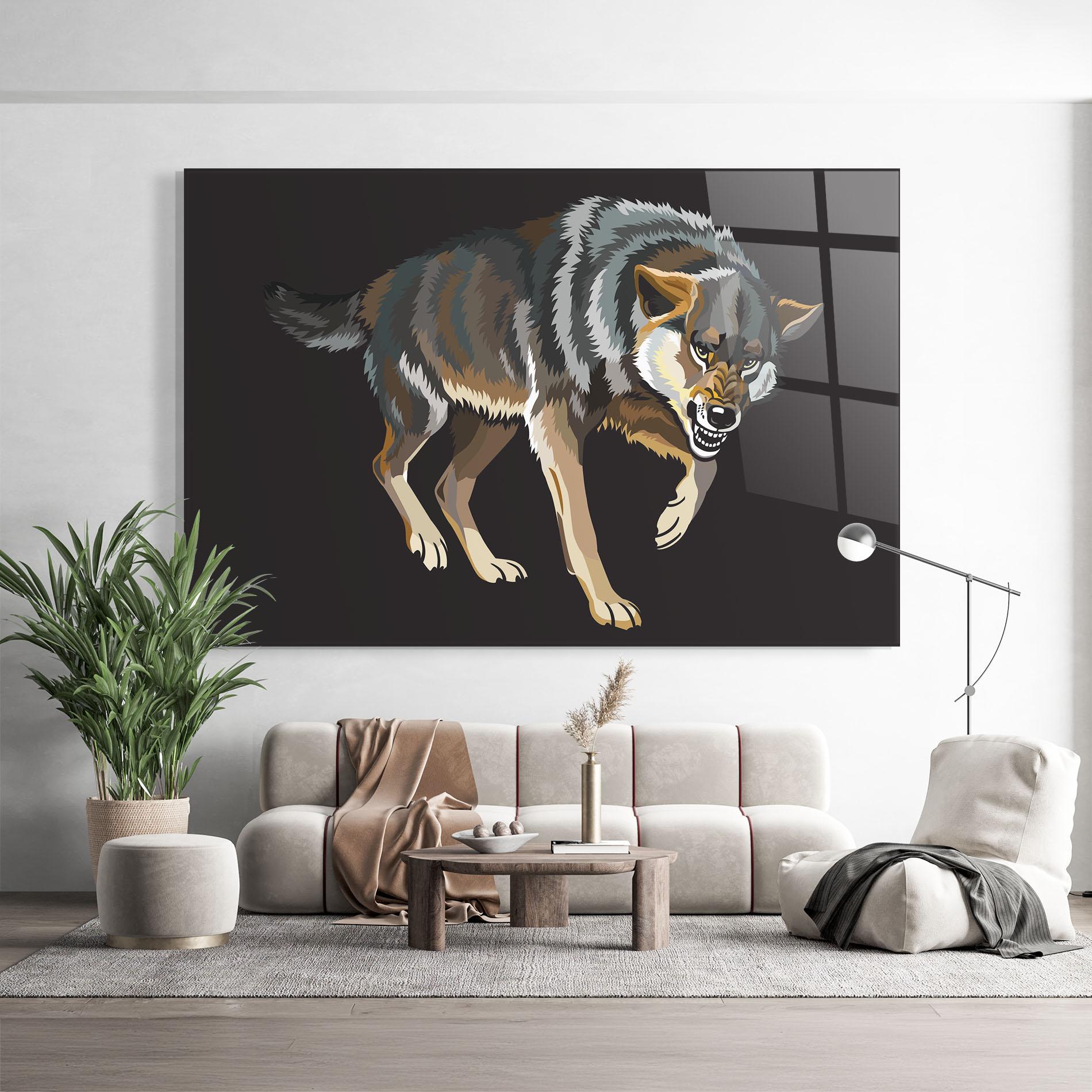 Glasbild Angry Cartoon Wolf mockup 9