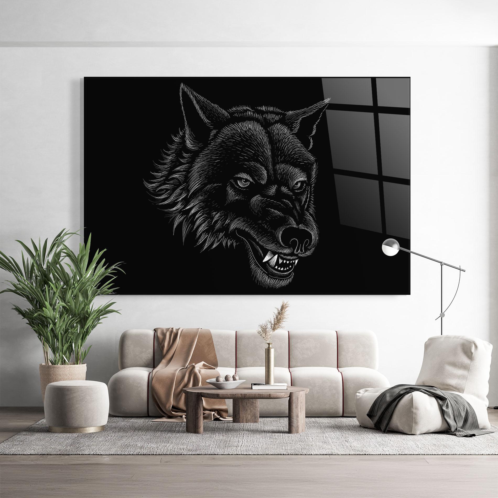 Glasbild Angry Wolf Face mockup 9