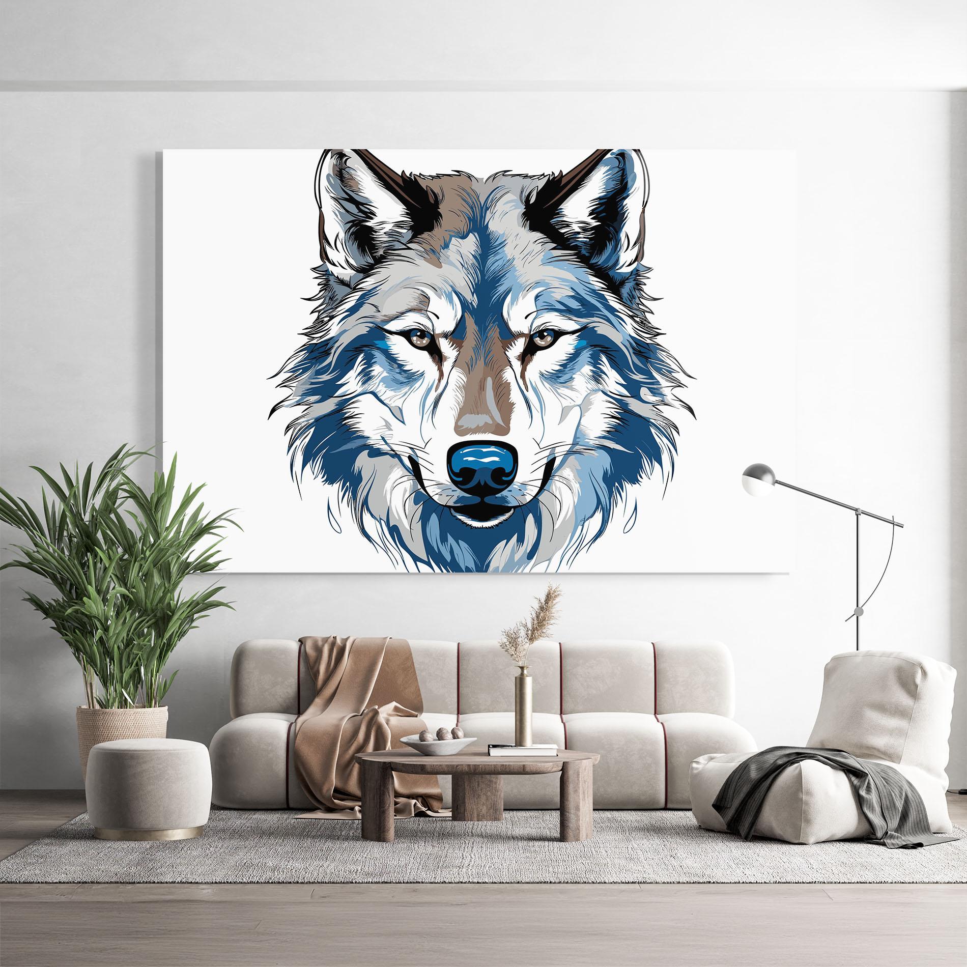 Glasbild Blue Wolf Head mockup 9
