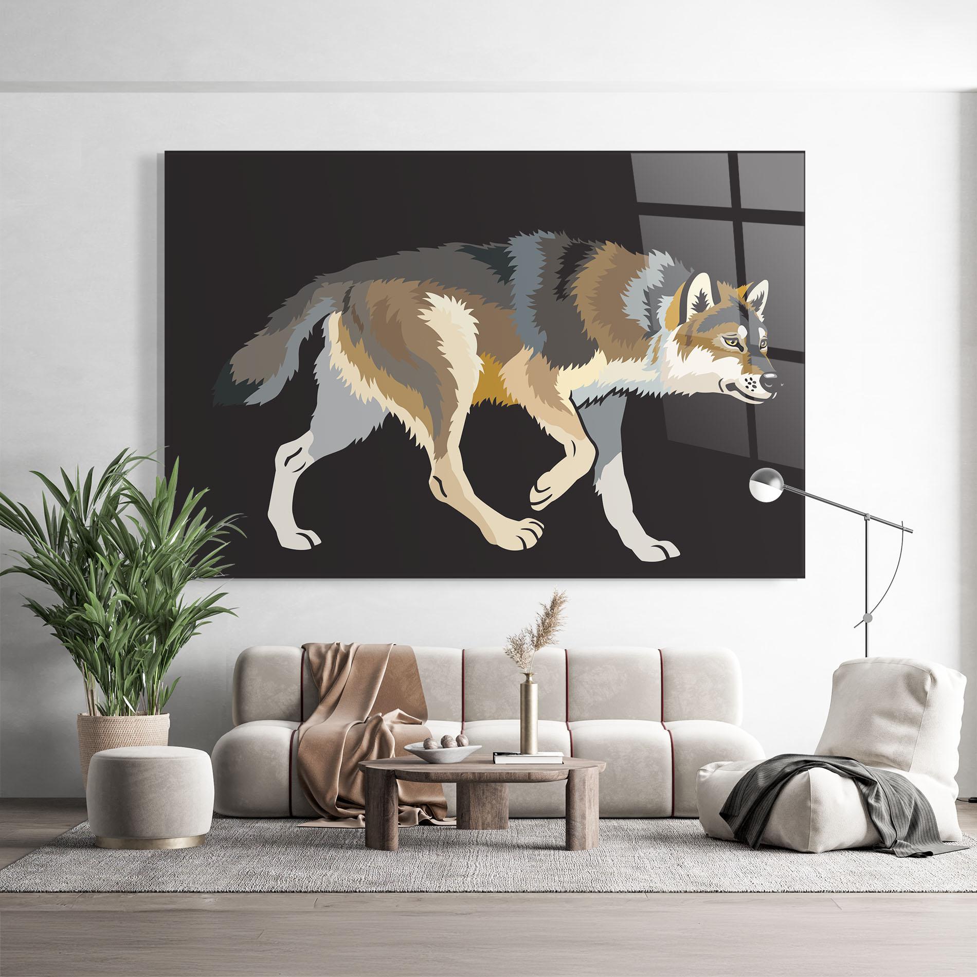 Glasbild Cartoon Wolf mockup 9