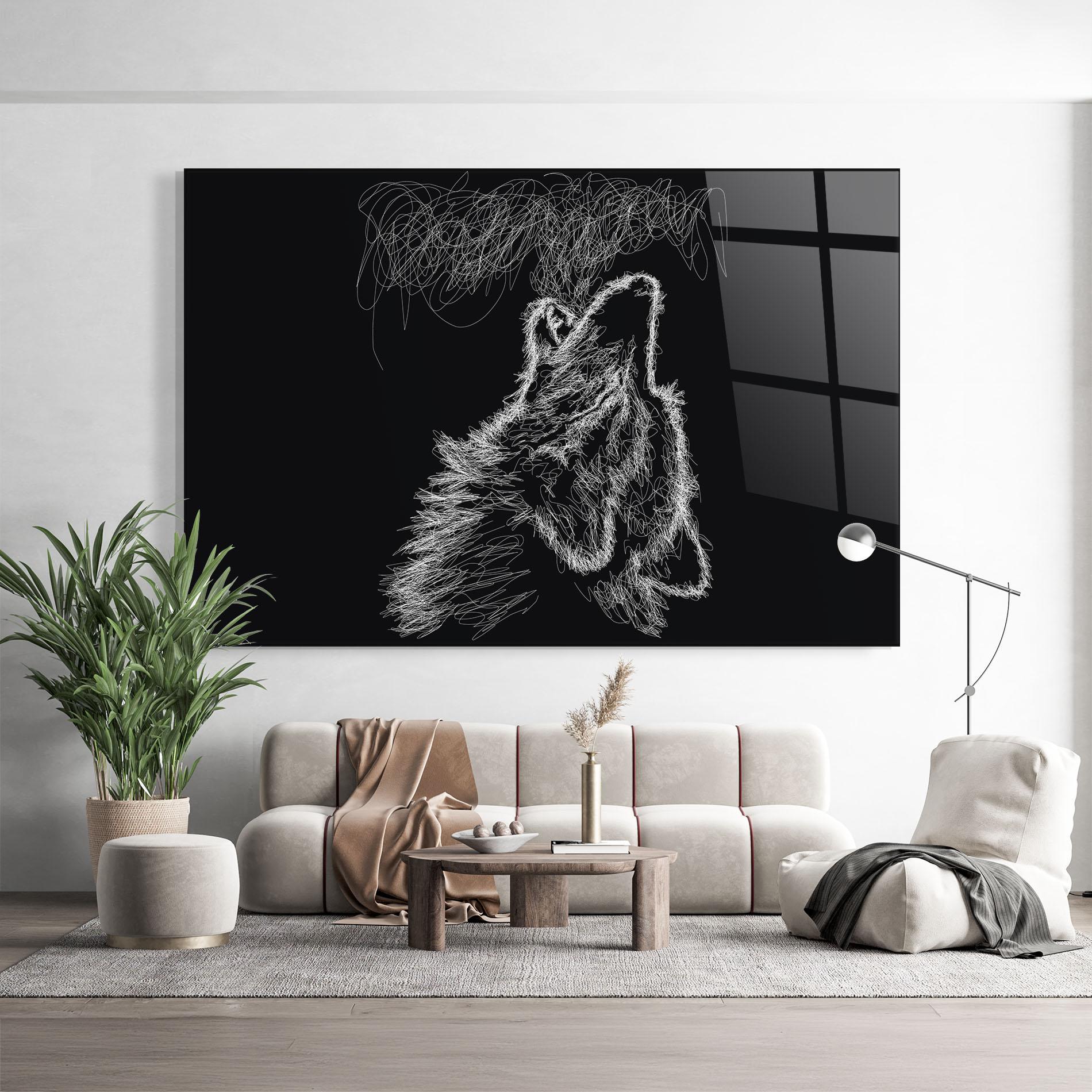 Glasbild Wolf White Line mockup 9