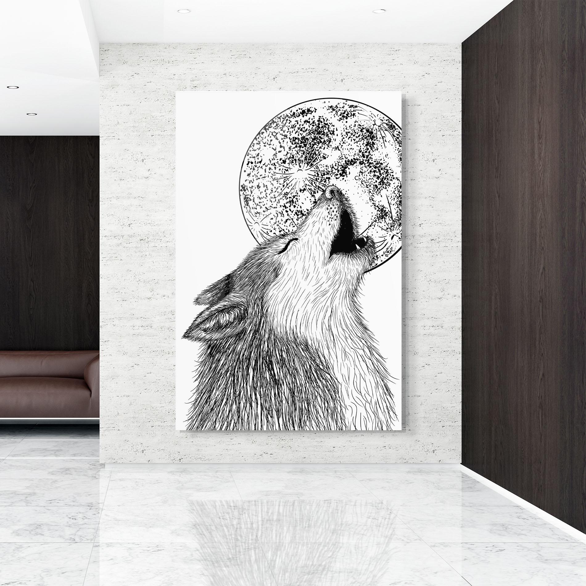 Glasbild Pretty Moon Wolf mockup 9