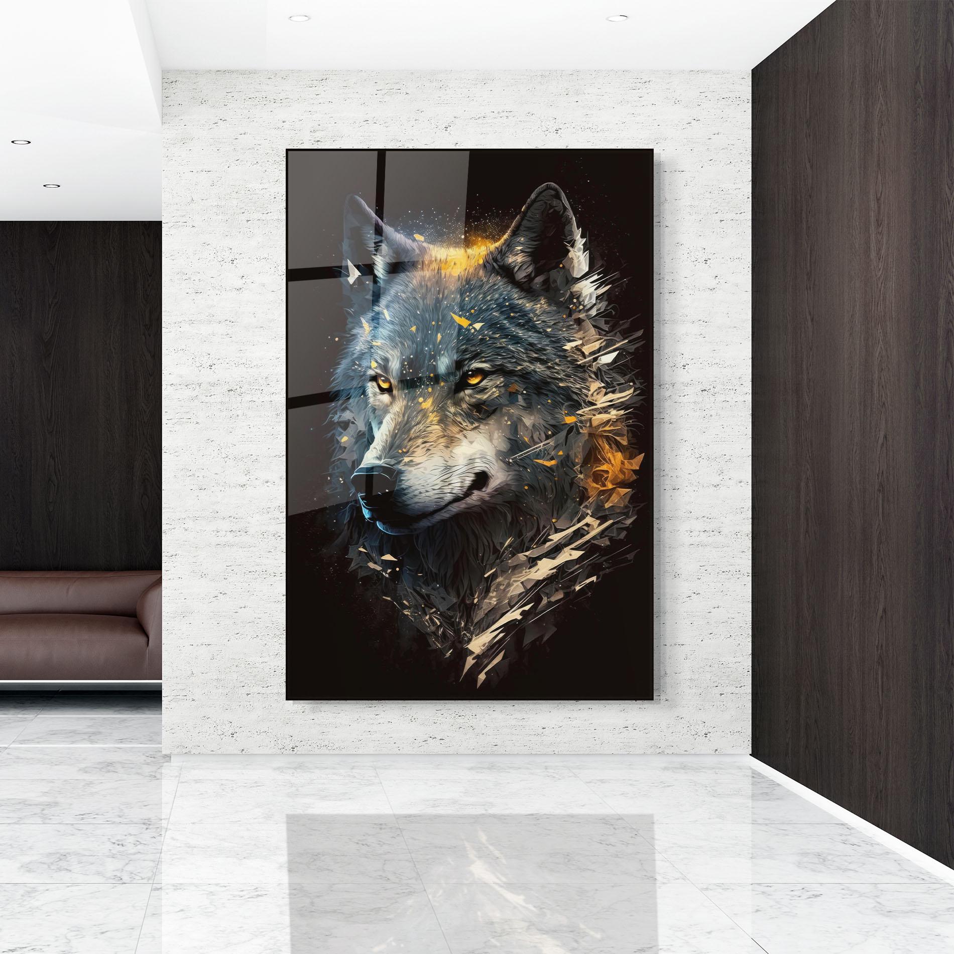 Glasbild Wolf Portrait mockup 9