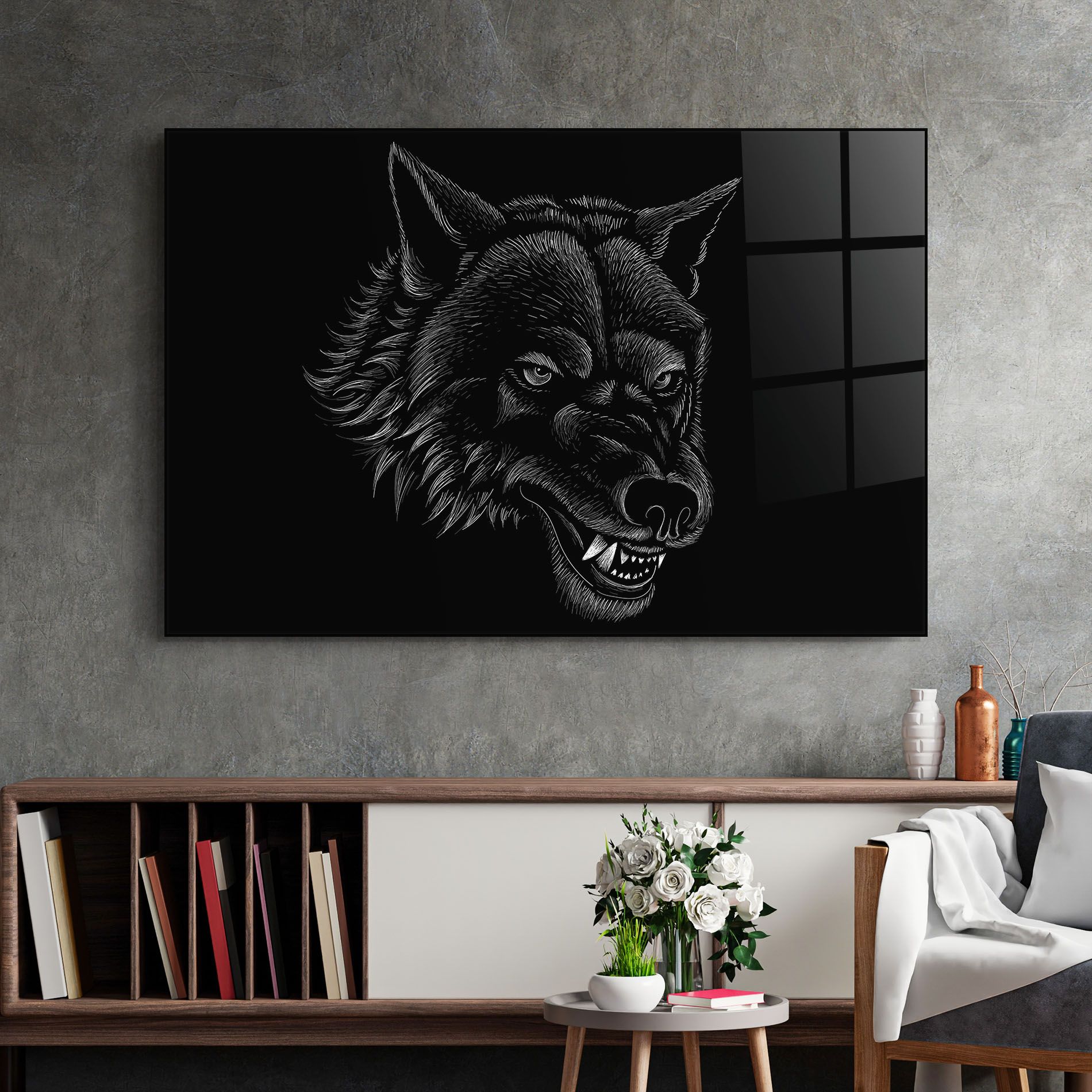 Angry Wolf Face mockup 2