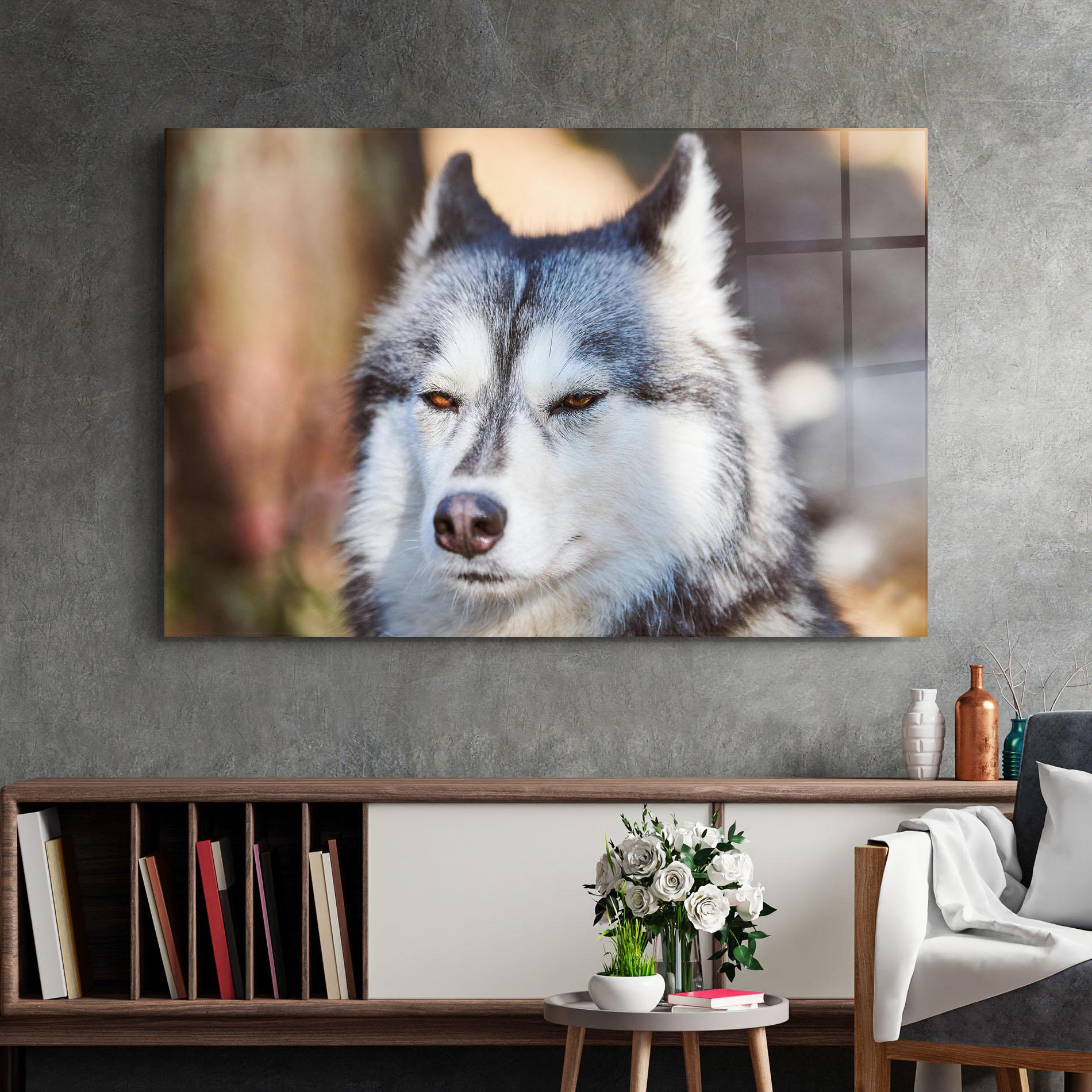 Glasbild Annoyed Wolf mockup 2