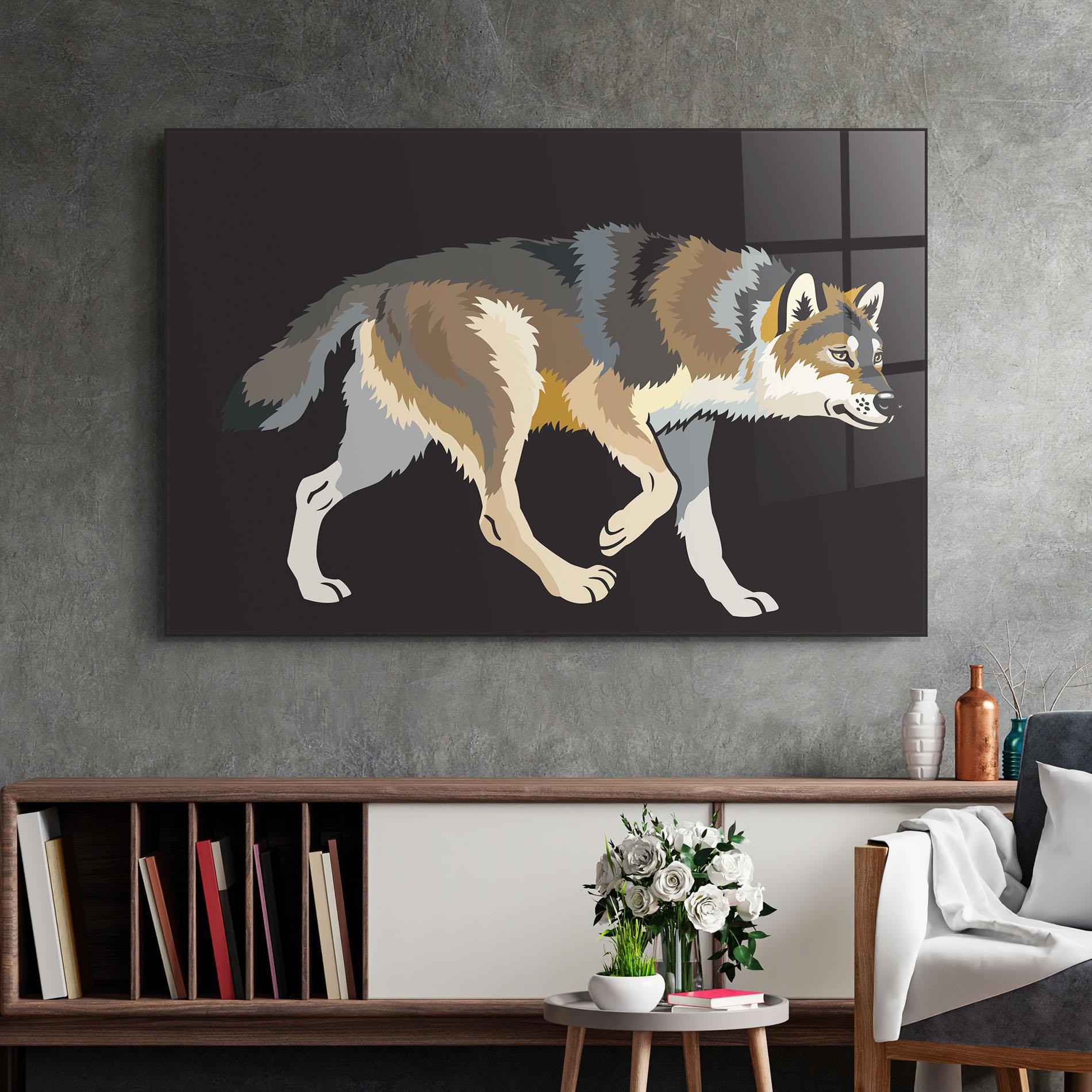 Glasbild Cartoon Wolf mockup 2